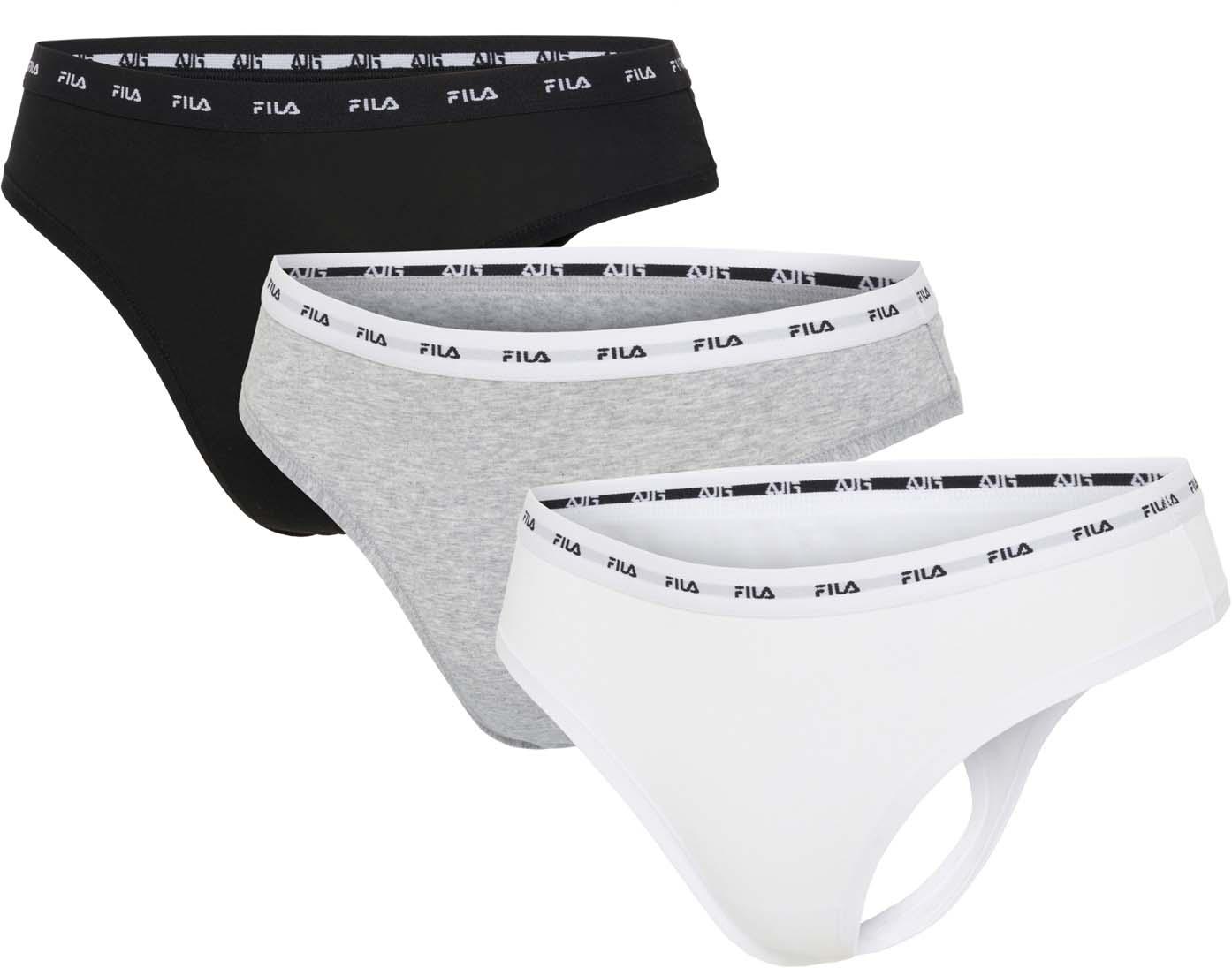 FILA Damen Unterhose String Elastisch mit Logo 3er Pack