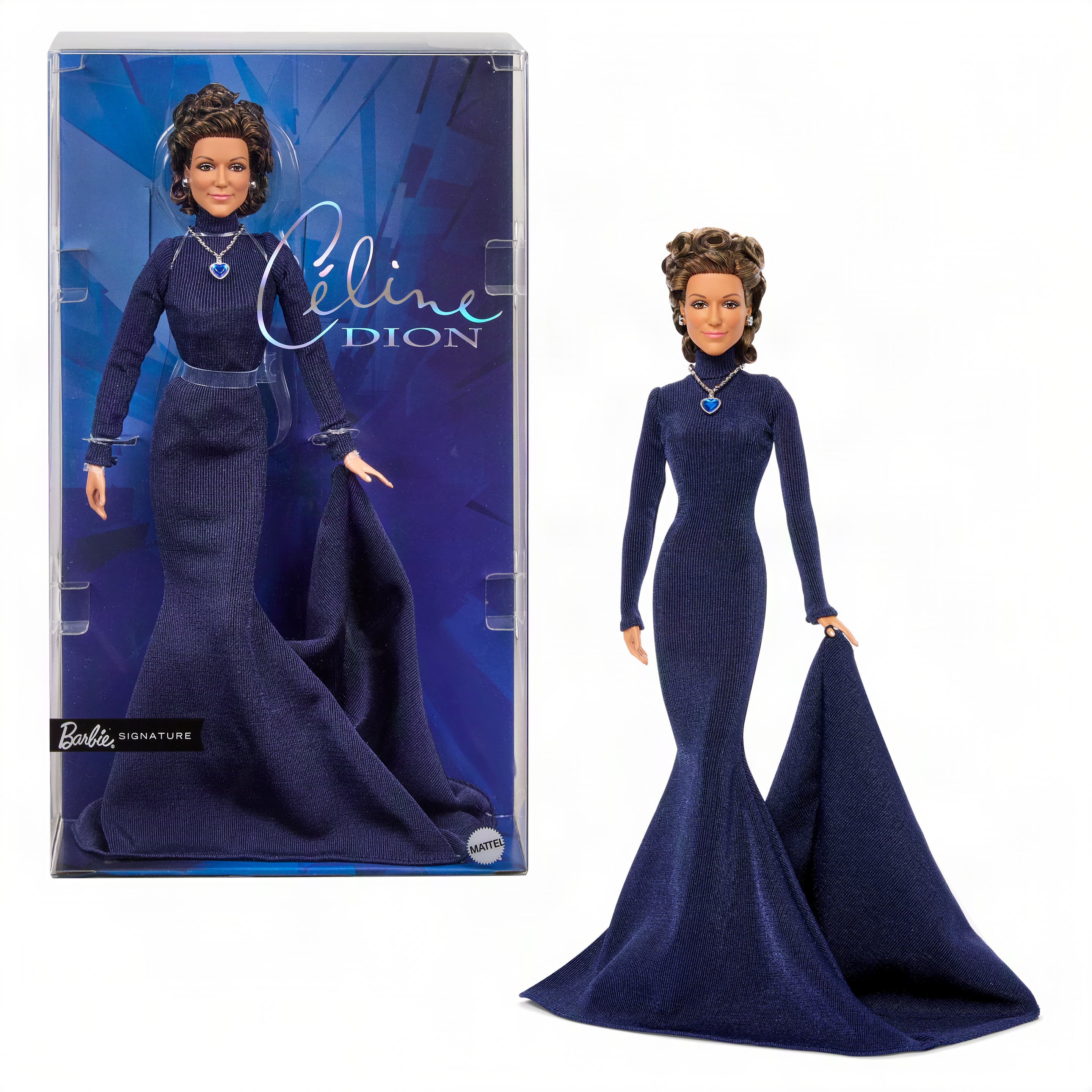 Barbie Signature Celine Dion Sammlerpuppe im ikonischen Award-Show-Kleid mit Puppenständer