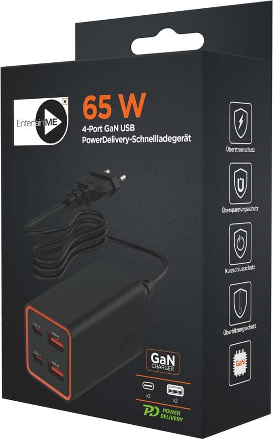 Produktbild MÜLLER 4-PORT 65W,USB-SCHNELLLADEGERÄT, SCHWARZ 4 von 4