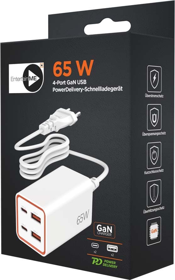Produktbild MÜLLER 4-PORT 65W,USB-SCHNELLLADEGERÄT, WEISS 4 von 4