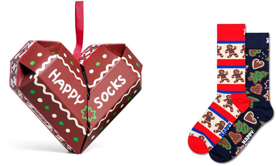 Happy Socks Unisex Socken Gingerbread Hearts 2er Pack in Geschenkpackung