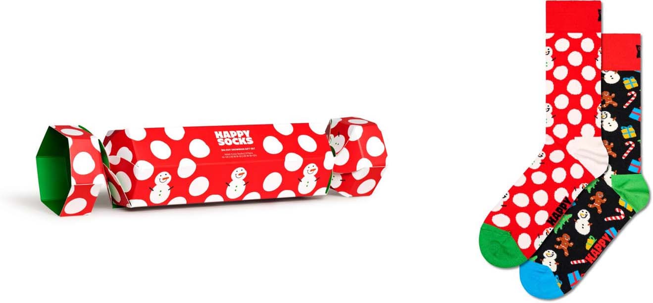 Happy Socks Unisex Socken Big Dot Snowman 2er Pack in Geschenkpackung