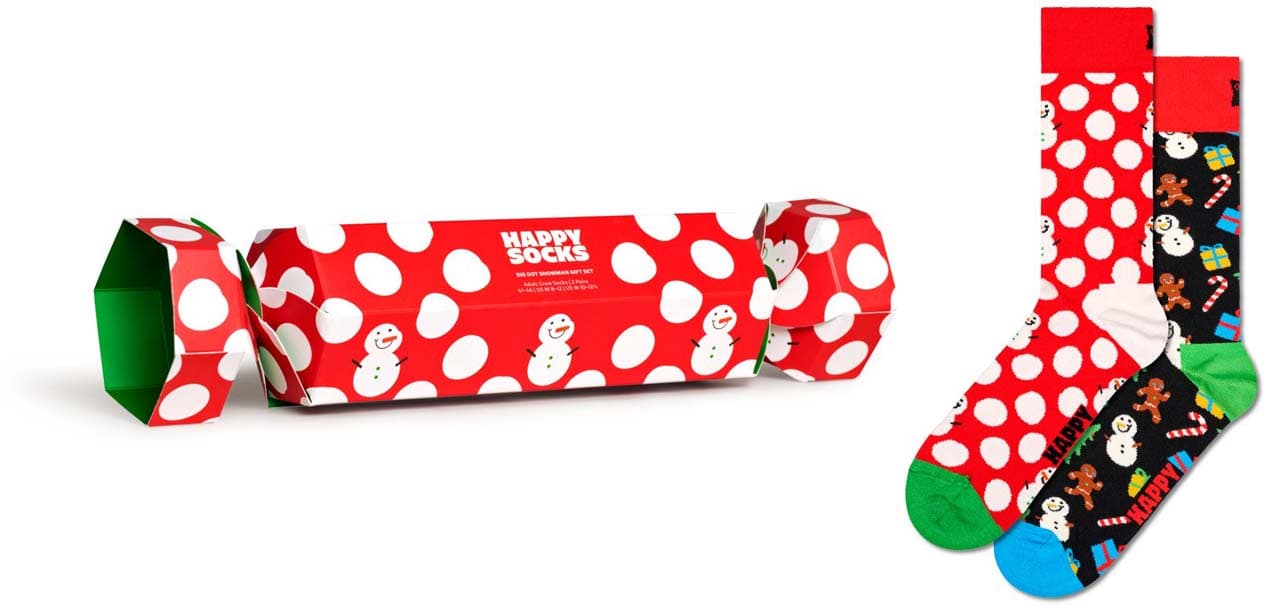 Happy Socks Unisex Socken Big Dot Snowman 2er Pack in Geschenkpackung