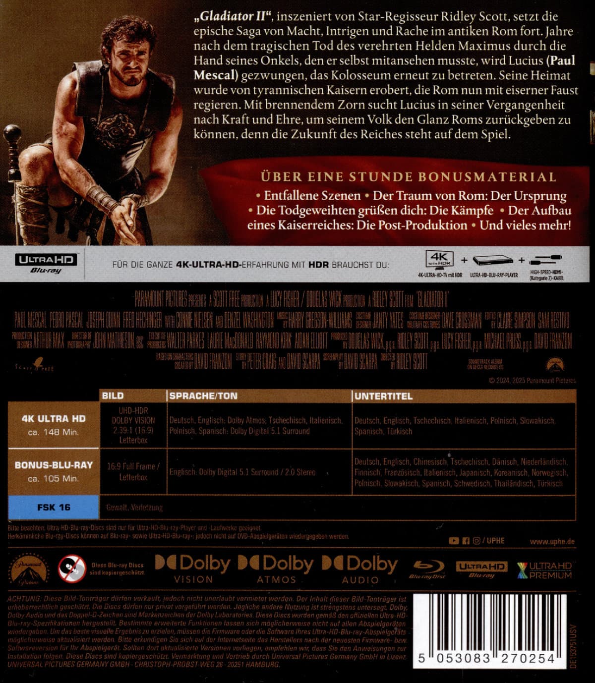 Produktbild Gladiator II  (4K Ultra HD) (+ Bonus-Blu-ray) 2 von 2