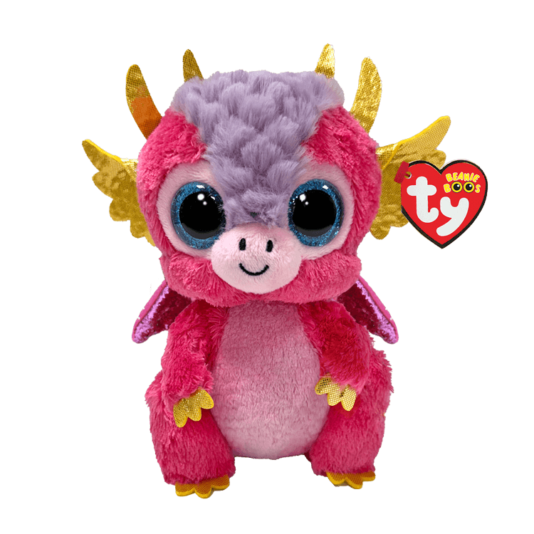 Ty - Plüschfigur Beanie Boo Mia – Kuscheliger Drache aus Plüsch mit Glitzerflügeln, ca. 15 cm
