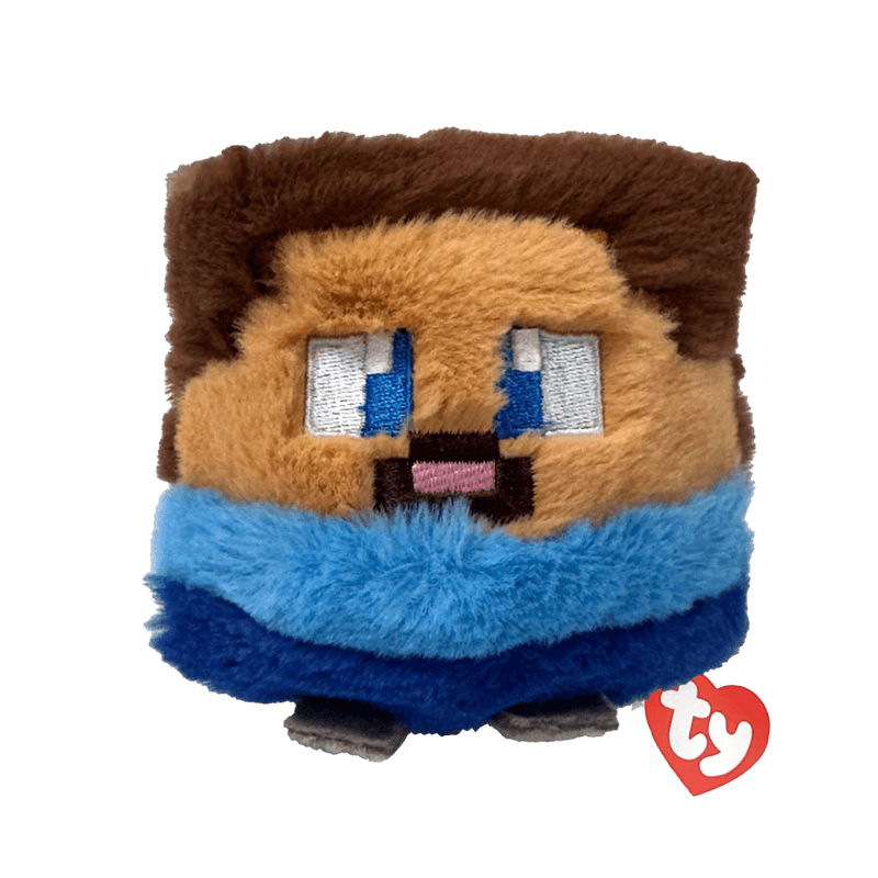Ty - Plüschfigur Beanie Bouncer Steve – Minecraft Plüschball, weich & hüpfend, Kuschel‑ und Spielspaß, ca. 10 cm
