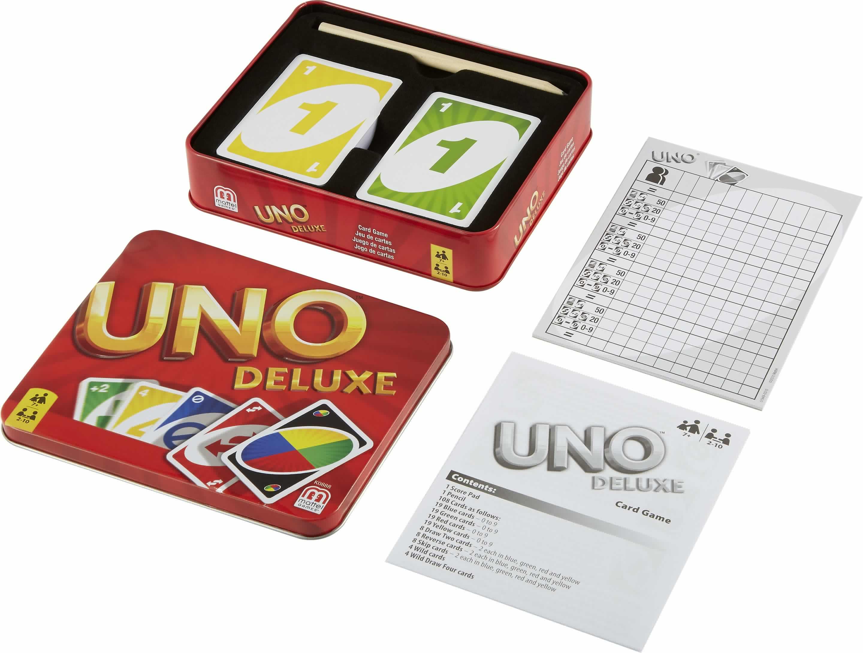 Produktbild Mattel Games UNO Deluxe Metallbox, Kartenspiel, Gesellschaftsspiel, Kinderspiel 4 von 7