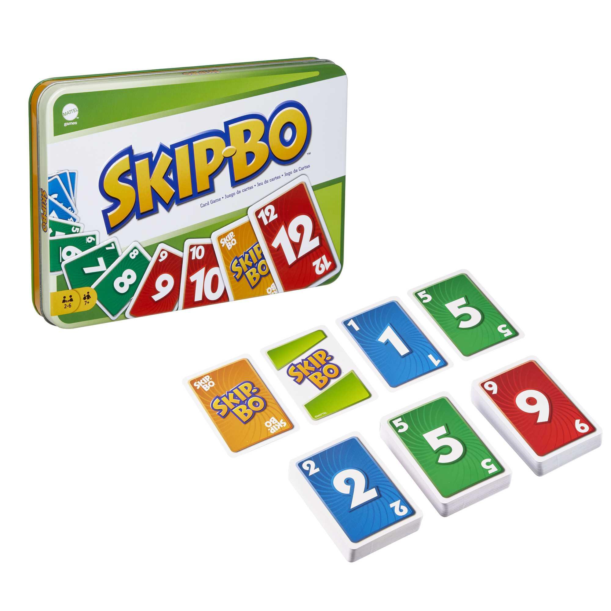 Mattel Games SKIP-BO Deluxe Metallbox, Kartenspiel, Familienspiel, Kinderspiel