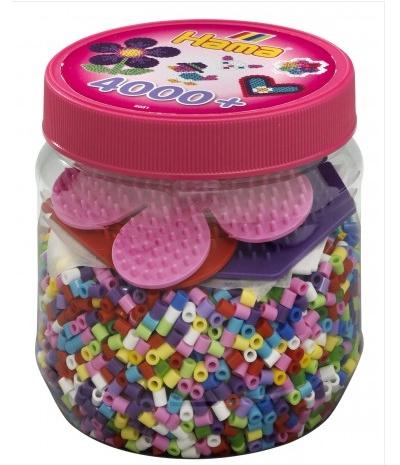 Hama - Dose mit 4000 Bügelperlen und drei Stiftplatten