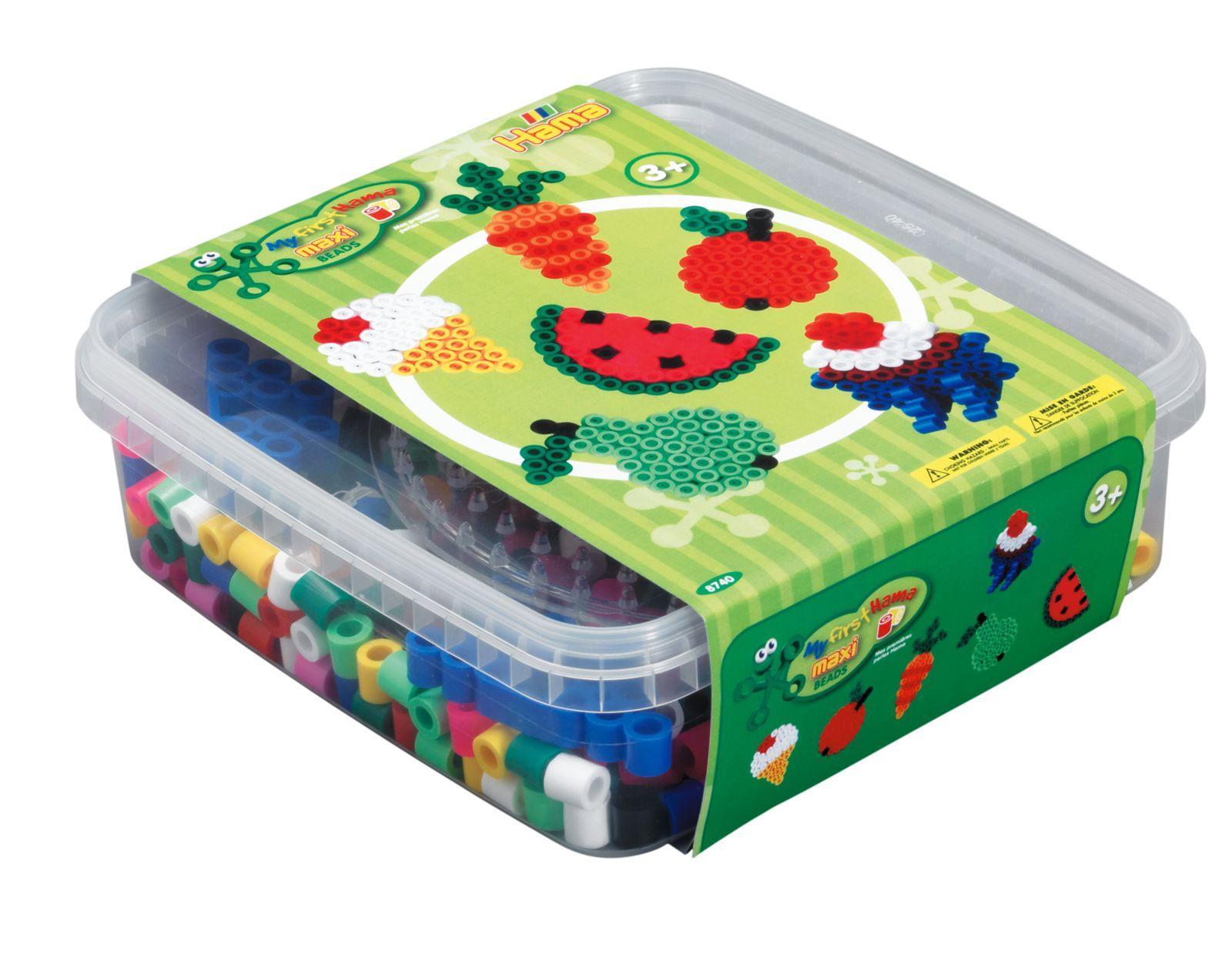 Hama Bügelperlen maxi3+ Box mit Perlen und Stiftplatten MAXI Essensmotive
