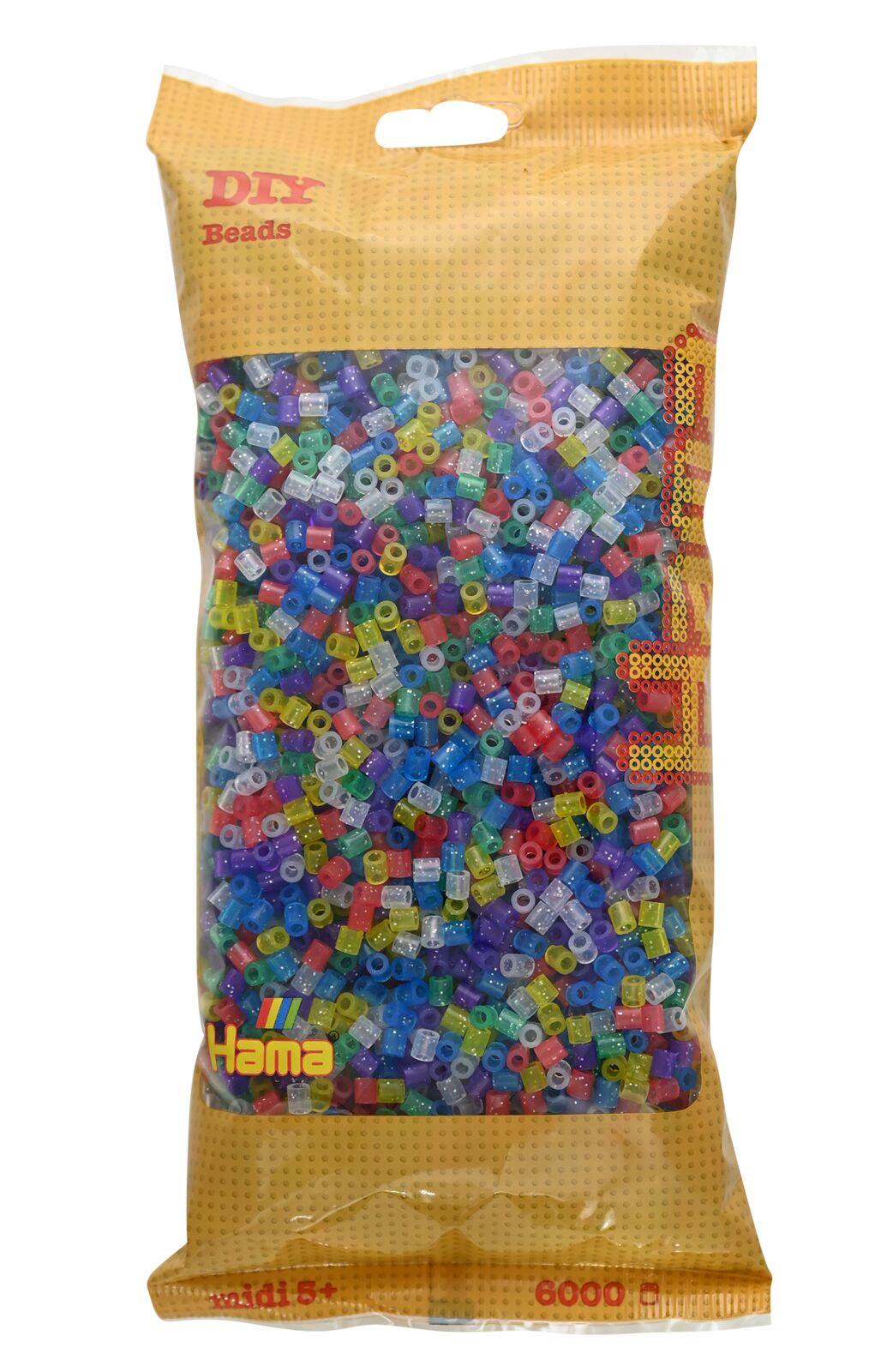 Hama Bügelperlen midi5+ Perlenbeutel 6000 Stck. Glitter-Mix
