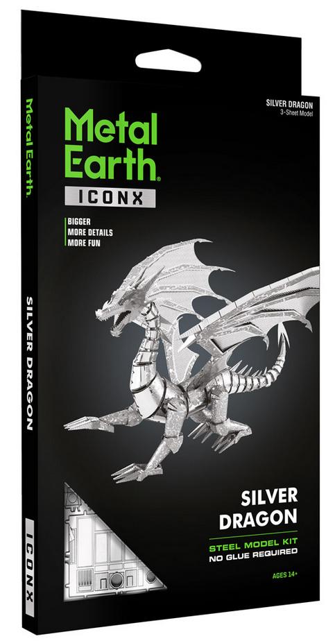 Produktbild Metal Earth 502820 - Iconx - Silver Dragon 2 von 3