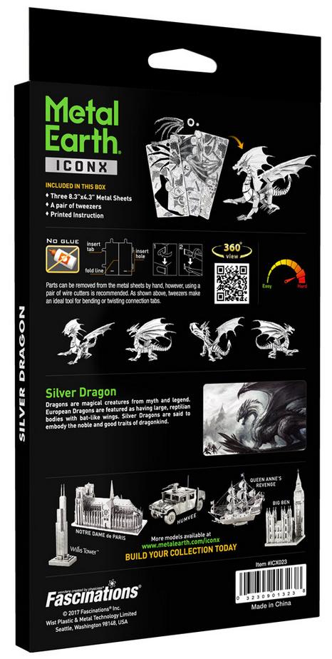 Produktbild Metal Earth 502820 - Iconx - Silver Dragon 3 von 3