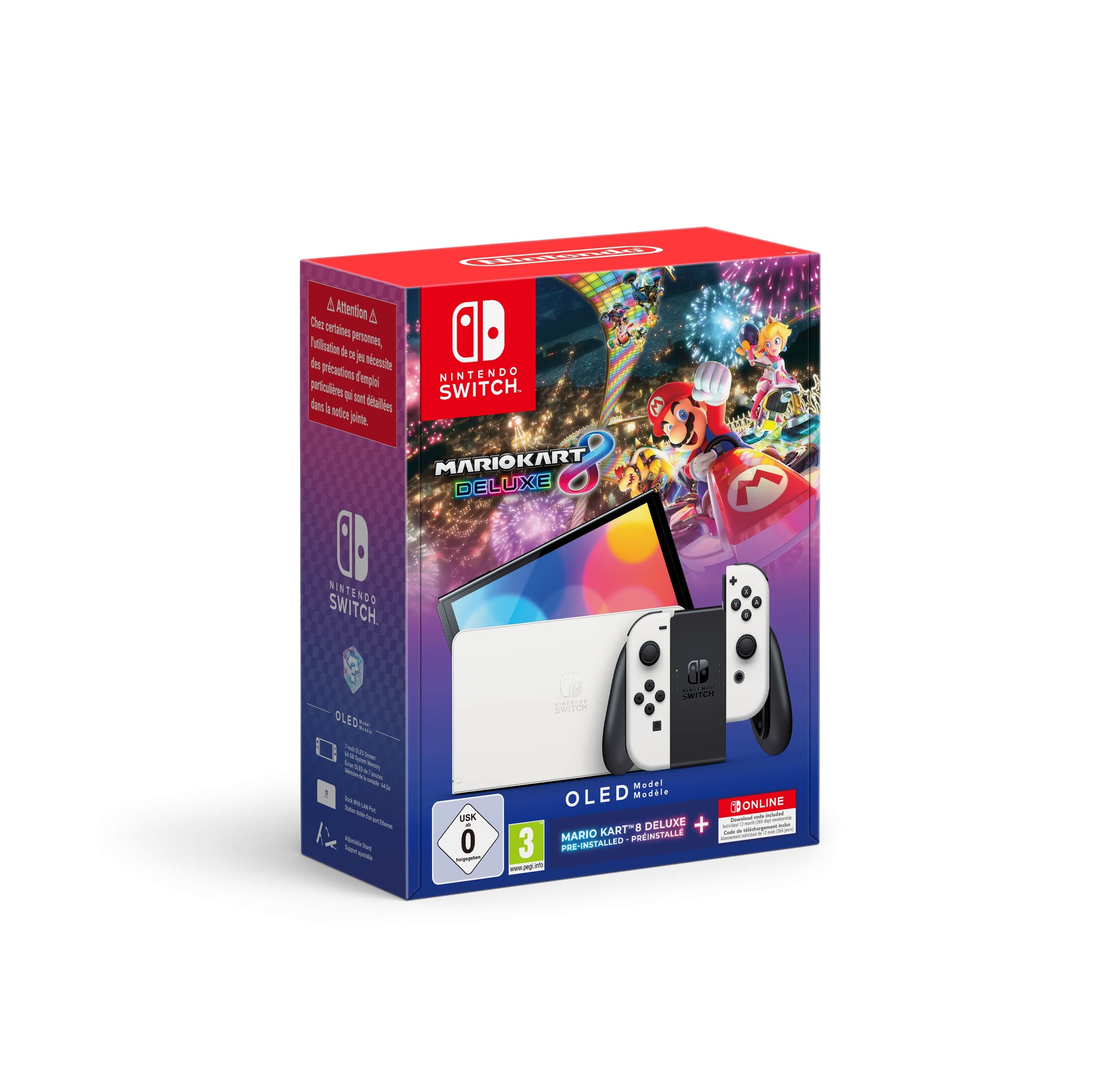 Nintendo Switch™ – OLED-Modell (weiß) + Mario Kart 8 Deluxe + Nintendo Switch Online – 12-monatige Einzelmitgliedschaft