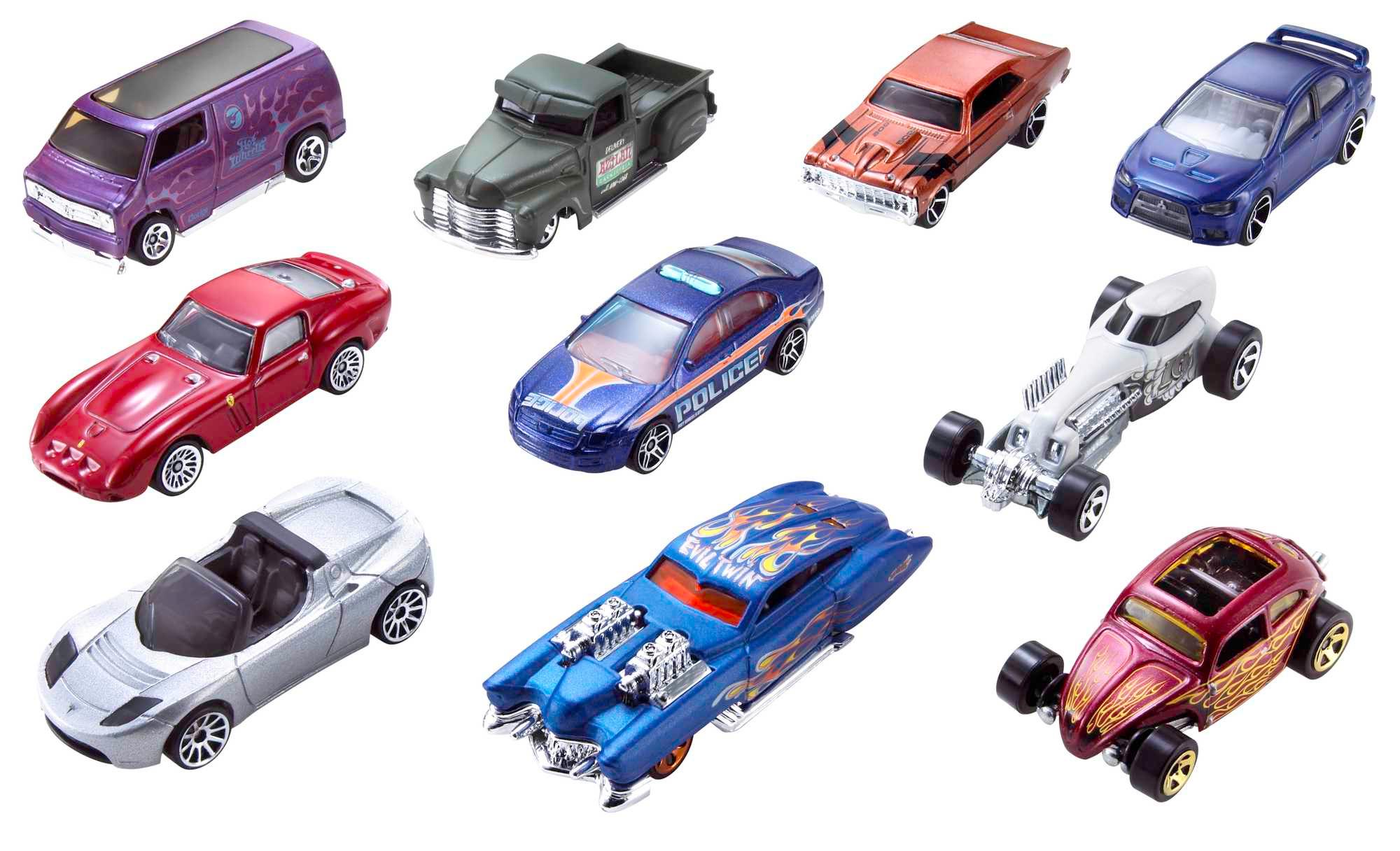 Hot Wheels Set mit 10Fahrzeugen im Maßstab 1:64 für Sammler und Kinder
