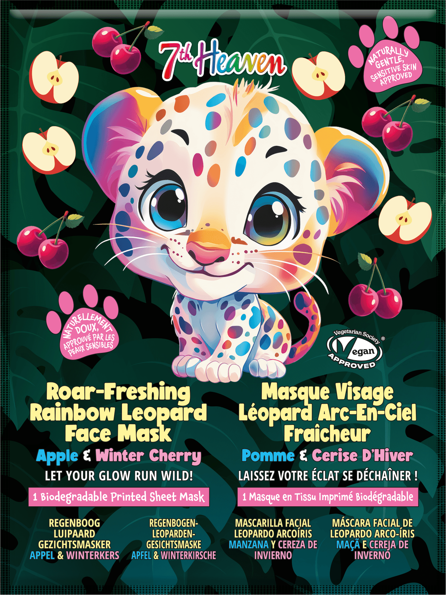 Montagne Jeunesse 7th Heaven Tuchmaske Regenbogen Leopard