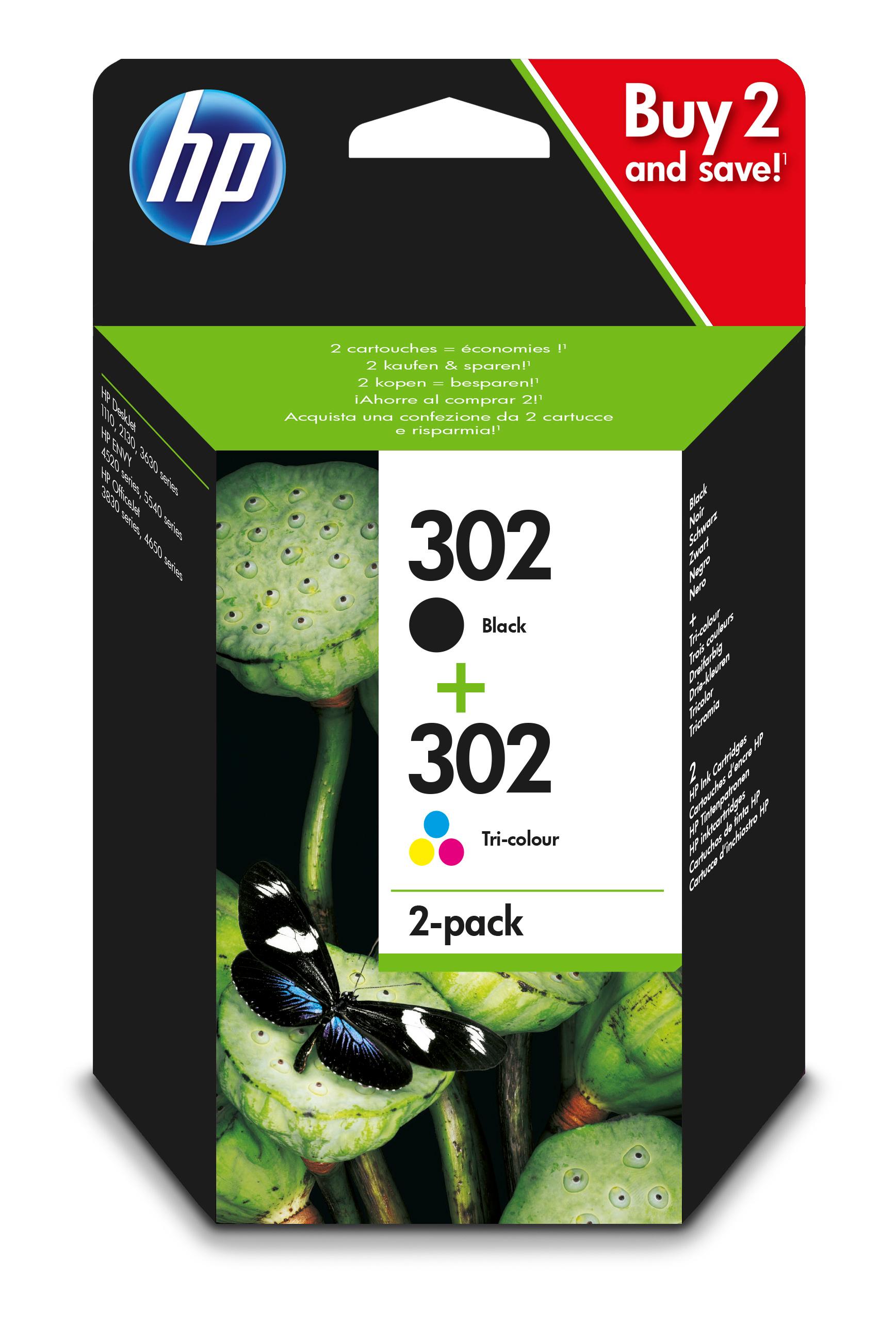 hp 302 2er-Pack Schwarz&Cyan/Magenta/Gelb Original Druckerpatronen X4D37AE