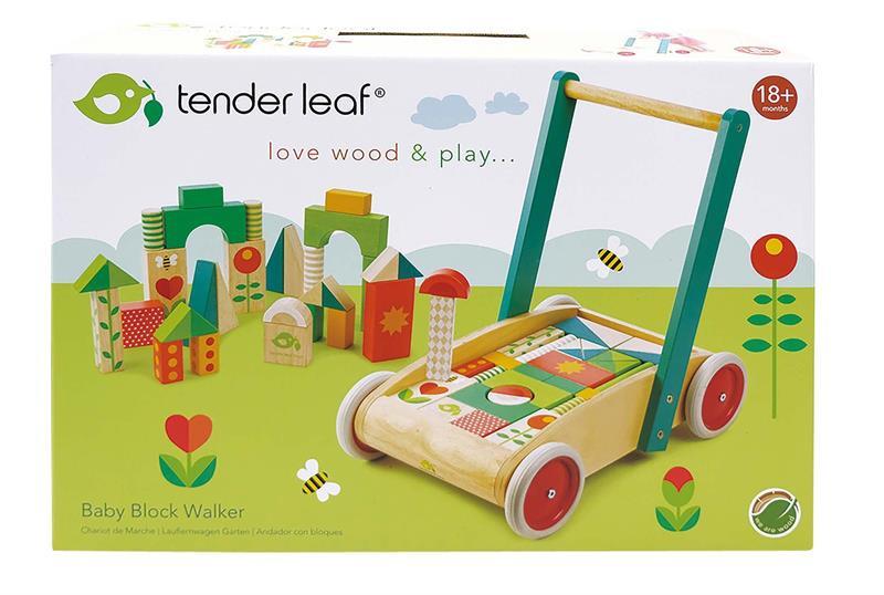 Tender Leaf Toys Lauflernwagen mit Klötzen 7508464
