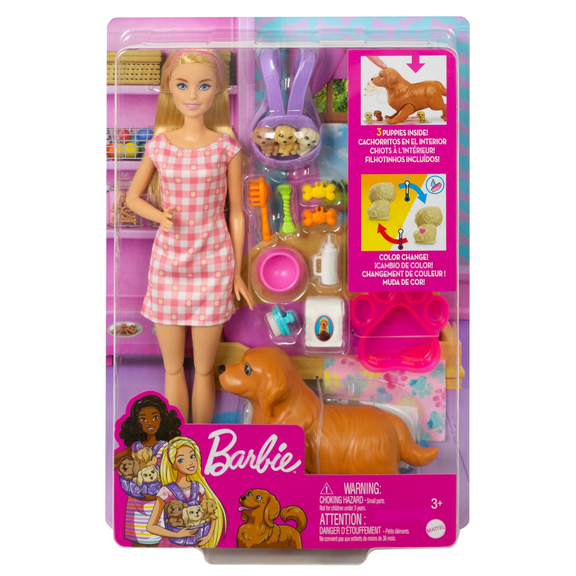 Produktbild Barbie Puppe (blond) mit Hund&Welpen, Set inkl. Zubehör 5 von 7