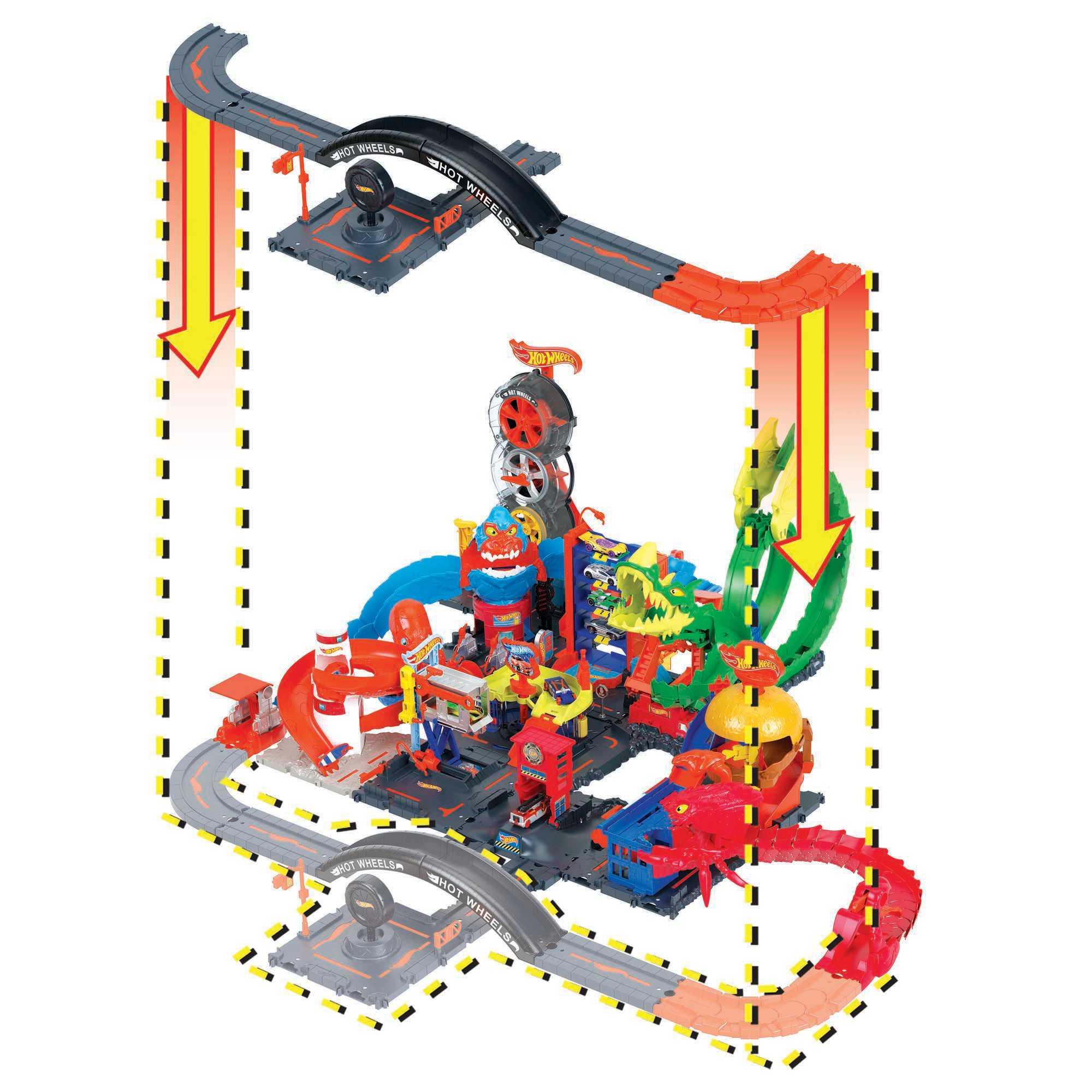 Produktbild Hot Wheels City Erweiterungstrack Set, 10-teiliges Set mit 1 Fahrzeug, Geschenk für Kinder ab 4 Jahren 6 von 6