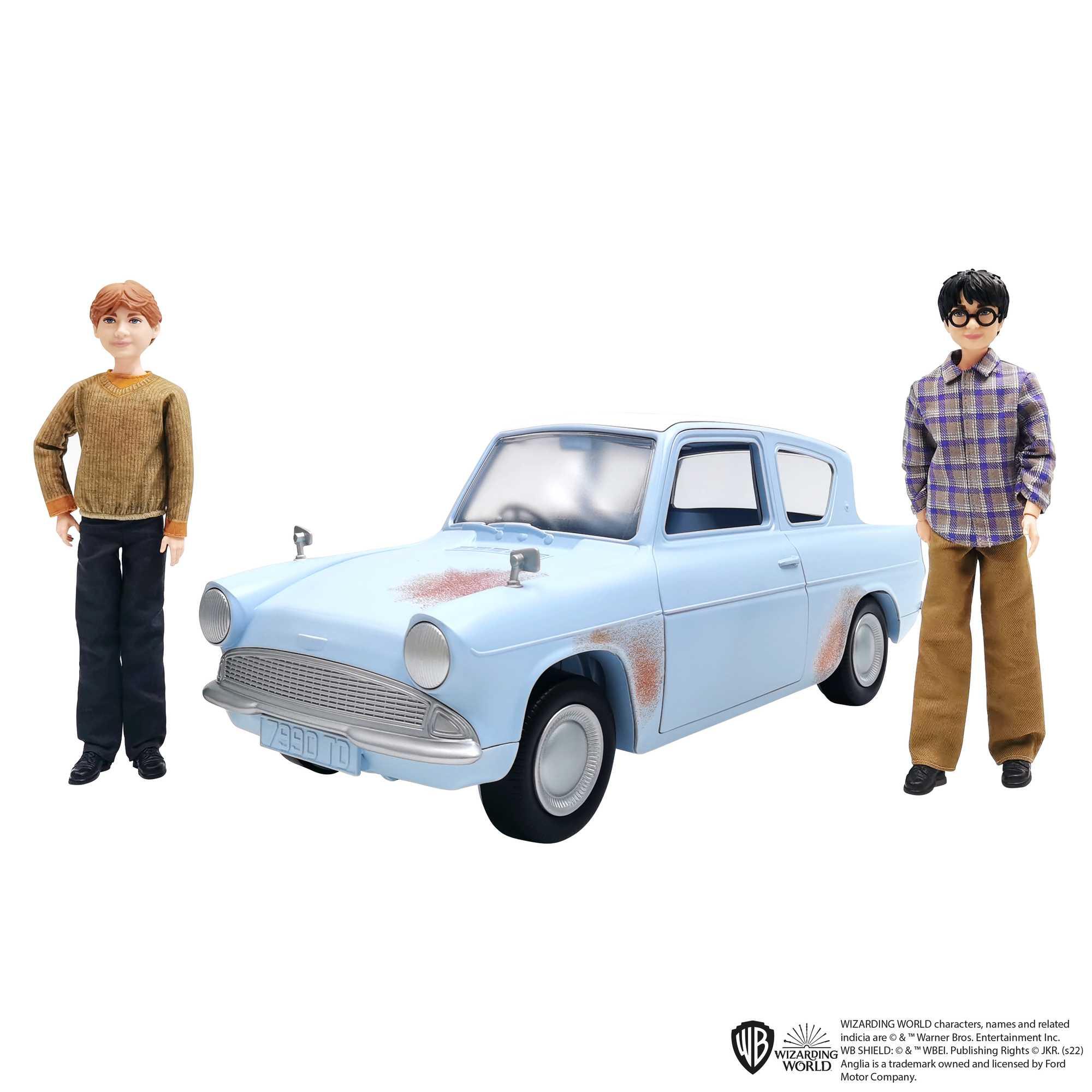 Harry Potter und Ron Weasley im fliegenden Auto, Puppen Set mit Zubehör