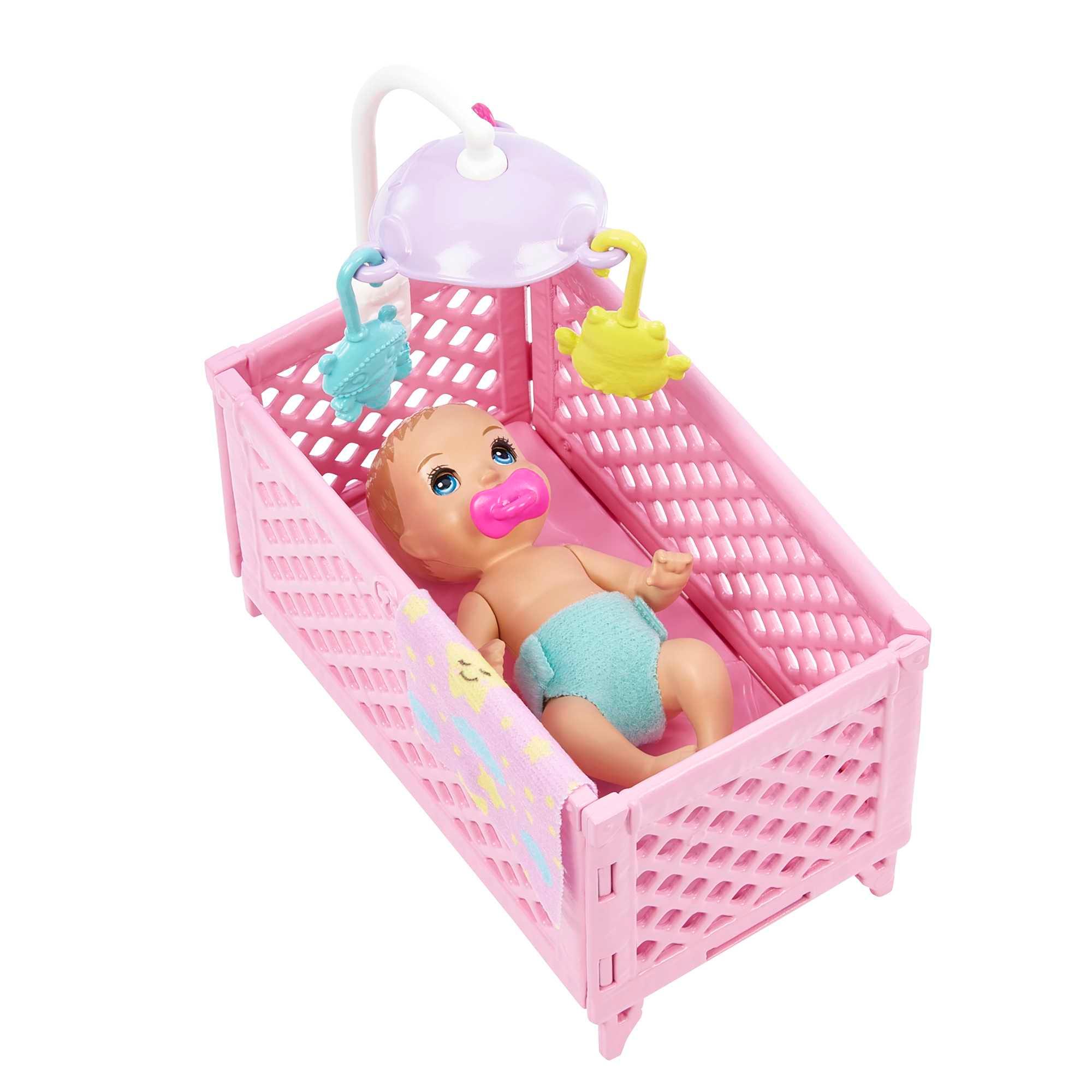 Produktbild Barbie-Puppen und Zubehörteile, Skipper Babysitter-Spielset mit Gitterbett 4 von 6