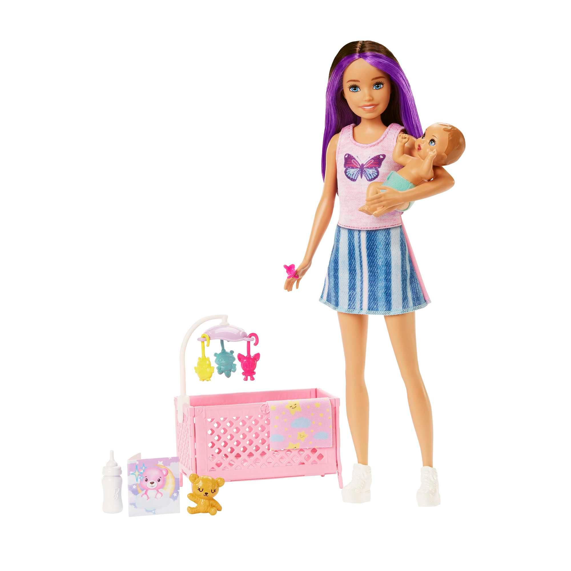 Barbie-Puppen und Zubehörteile, Skipper Babysitter-Spielset mit Gitterbett