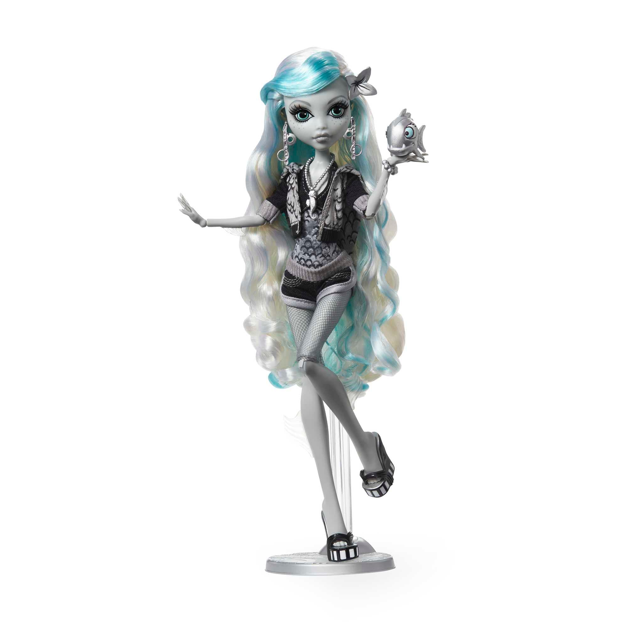 Monster-High-Puppe mit Poster, Lagoona Blue in Schwarzweiß