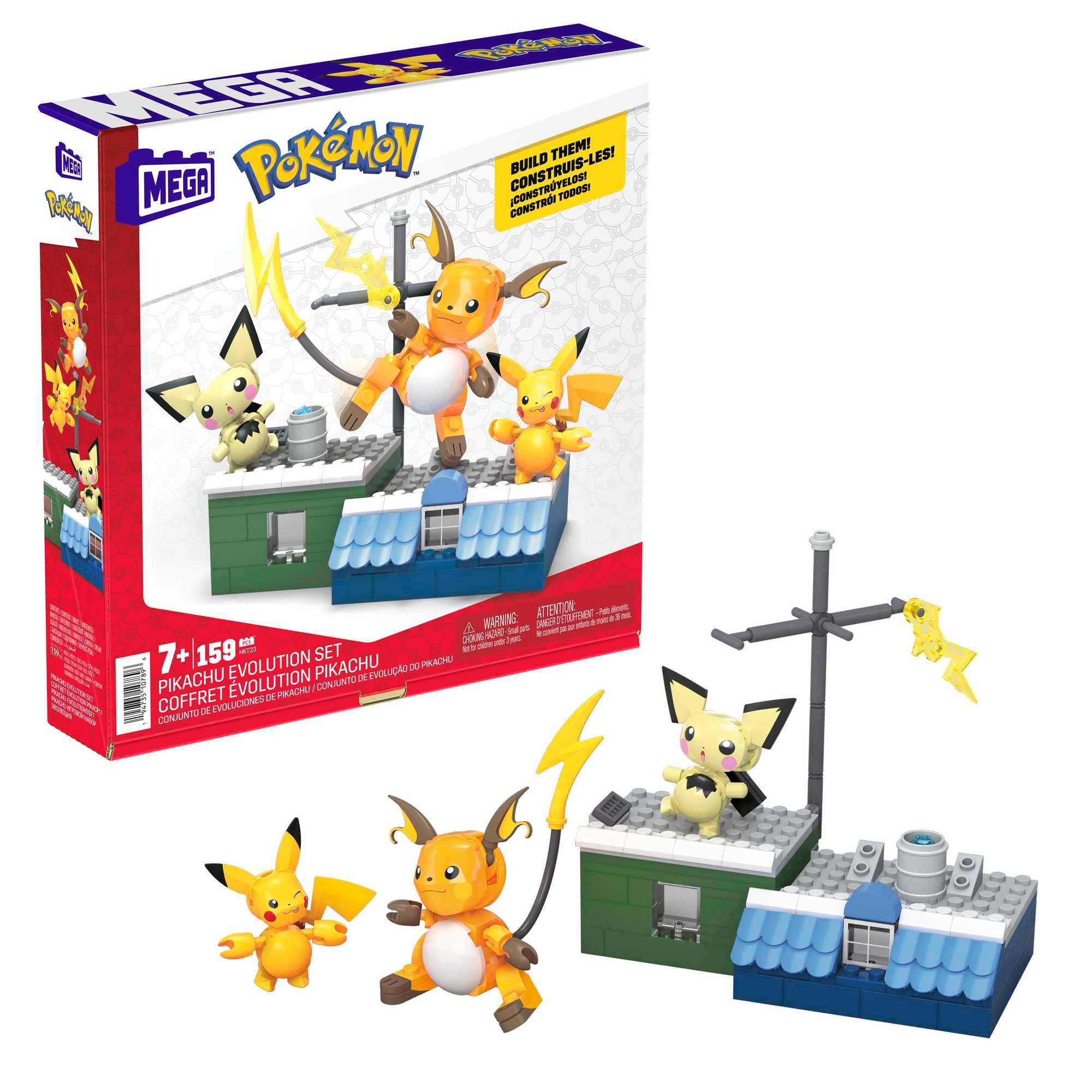 MEGA Pokémon-Bauspielzeug Pikachu-Set mit 3 Actionfiguren (159 Teile) für Kinder