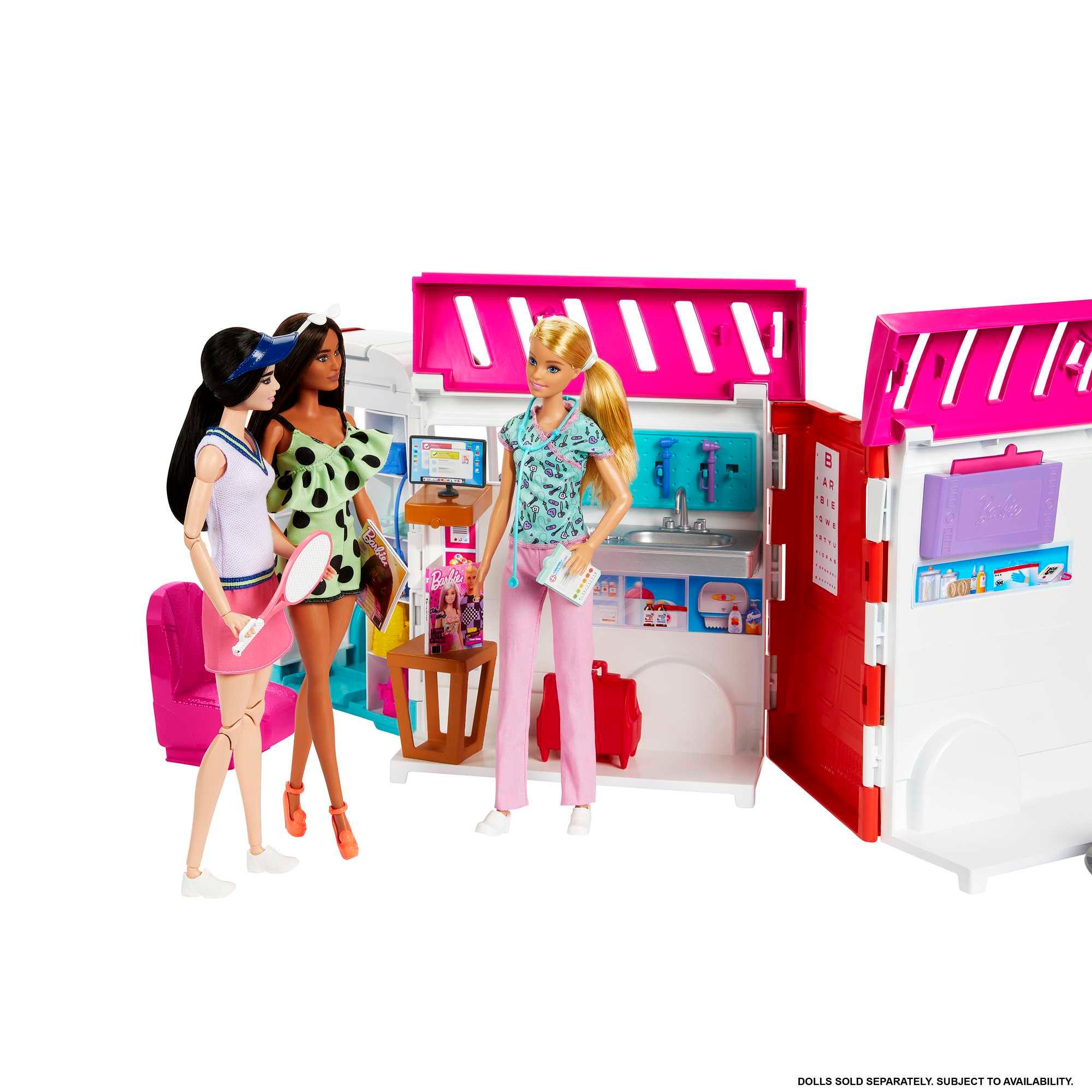 Produktbild Barbie-Spielzeug, umbaubarer Krankenwagen und Klinik Spielset, mehr als 20 Zubehörteile, 2-in-1-Krankenwagen 4 von 6
