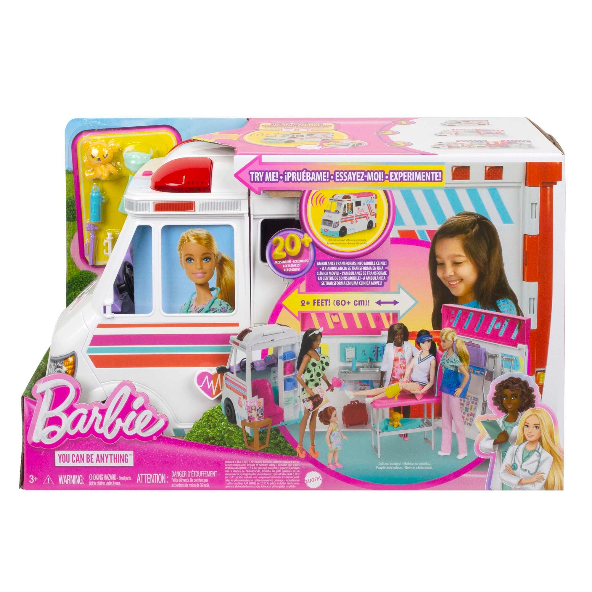 Produktbild Barbie-Spielzeug, umbaubarer Krankenwagen und Klinik Spielset, mehr als 20 Zubehörteile, 2-in-1-Krankenwagen 6 von 6