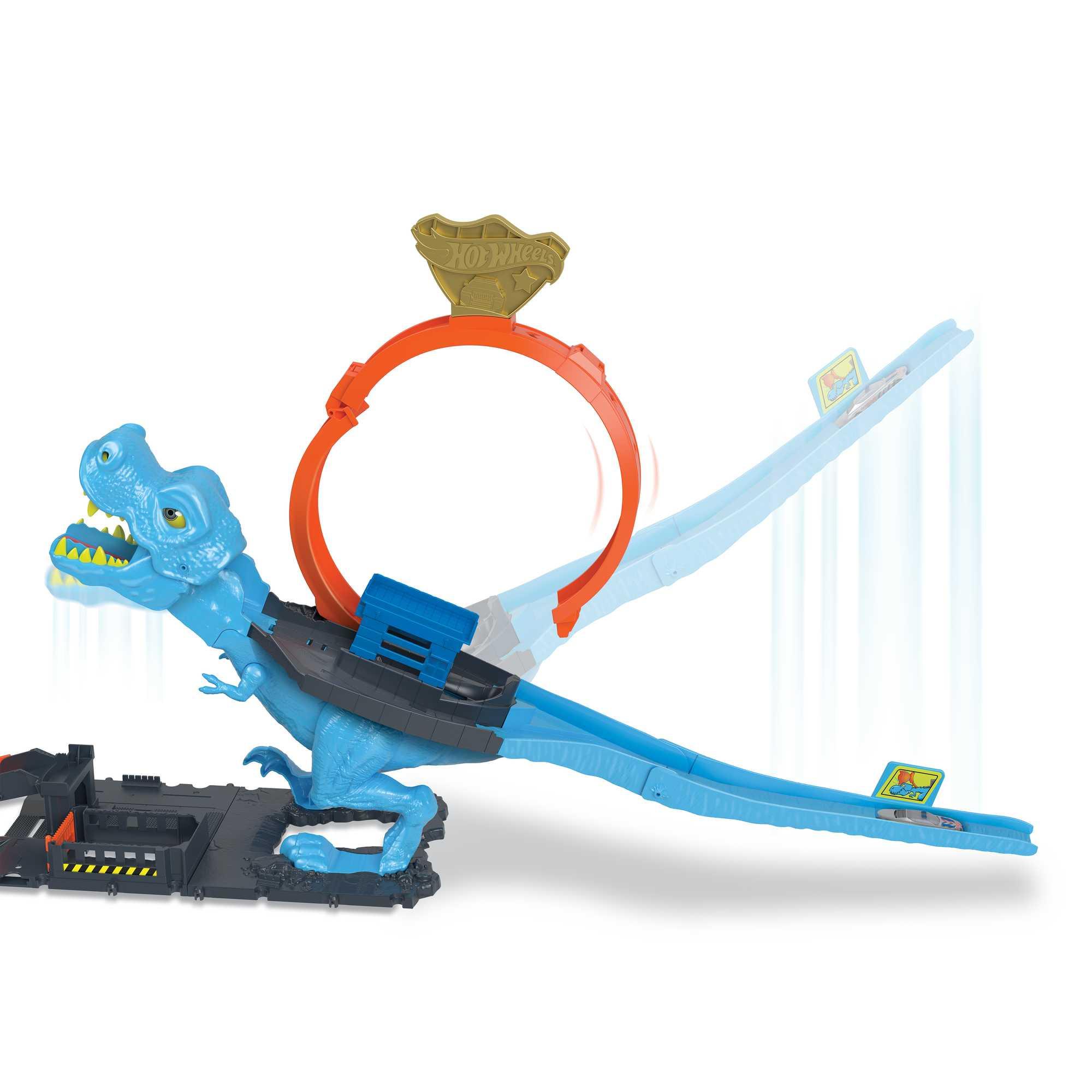 Produktbild Hot Wheels City T-Rex Looping-Bahn, Dinosaurier-Angriff inkl. Auto 1:64 4 von 6