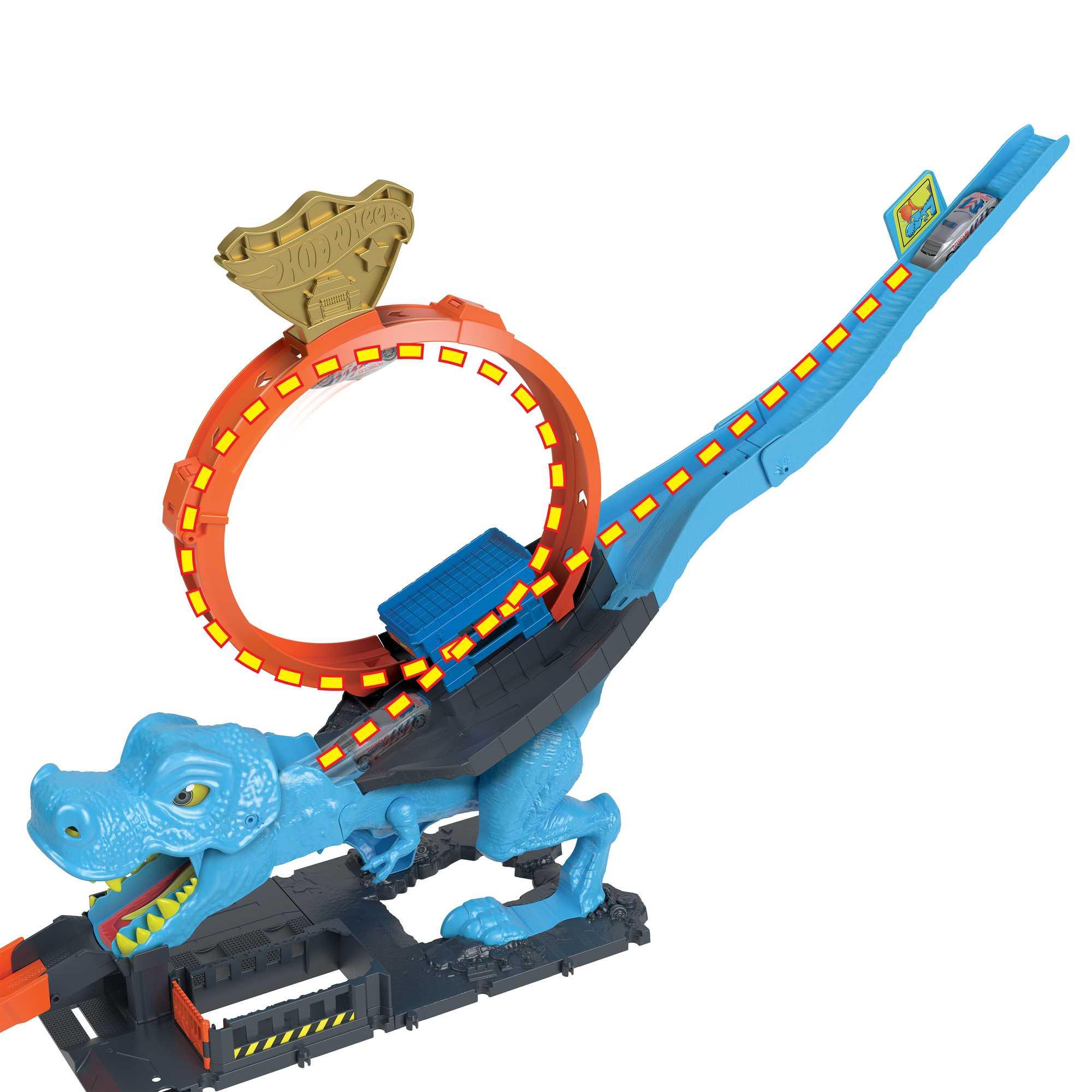 Produktbild Hot Wheels City T-Rex Looping-Bahn, Dinosaurier-Angriff inkl. Auto 1:64 5 von 6