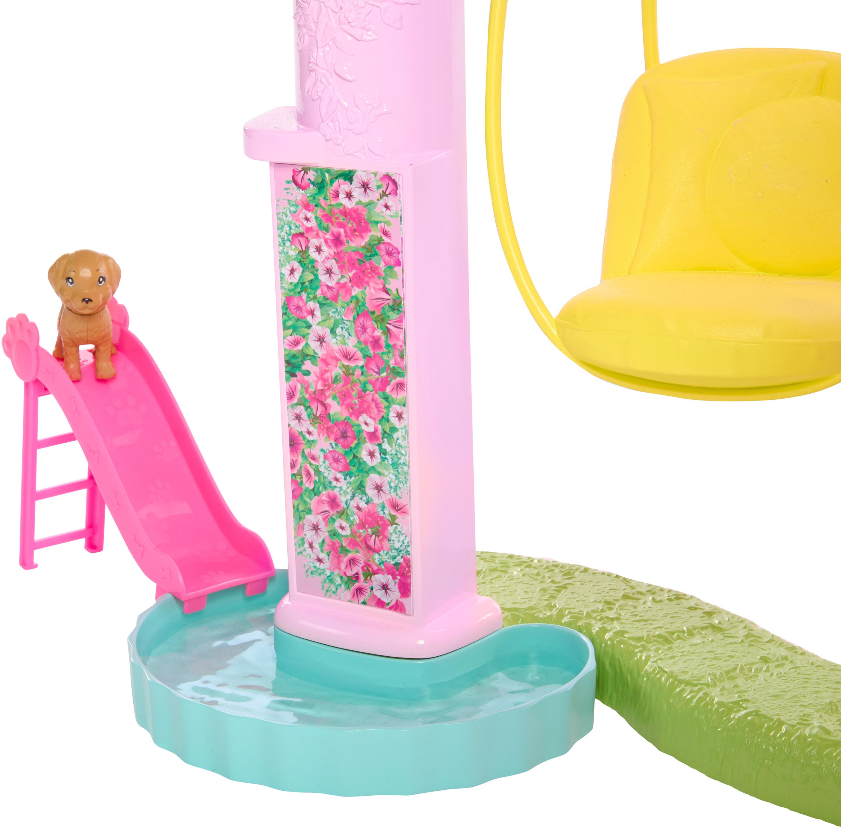Produktbild Barbies Traumvilla, mehr als 75 Teile, Poolparty-Puppenhaus mit Rutsche über 3 Etagen 4 von 6