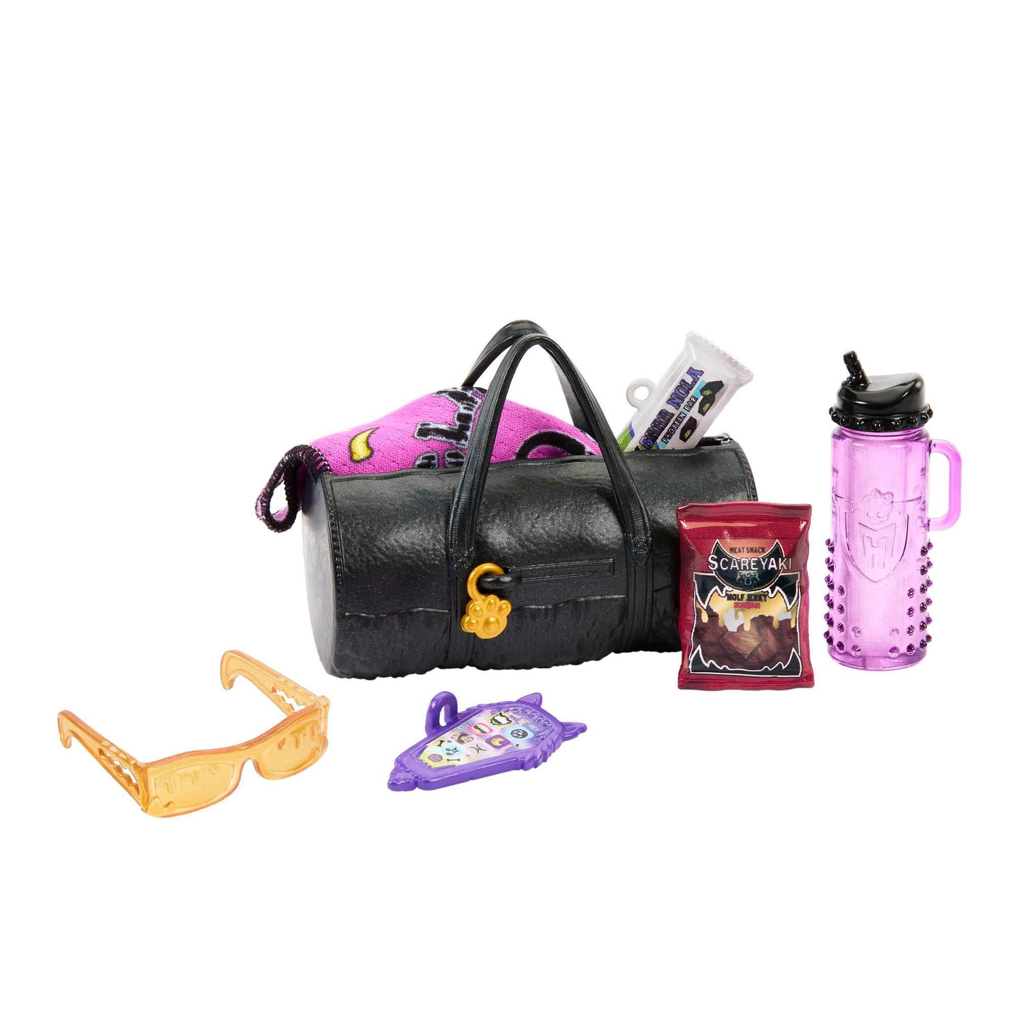 Produktbild Monster High-Puppe, Clawd Wolf-Puppe mit Gargoyle-Bulldogge als Haustier und Zubehör 5 von 6