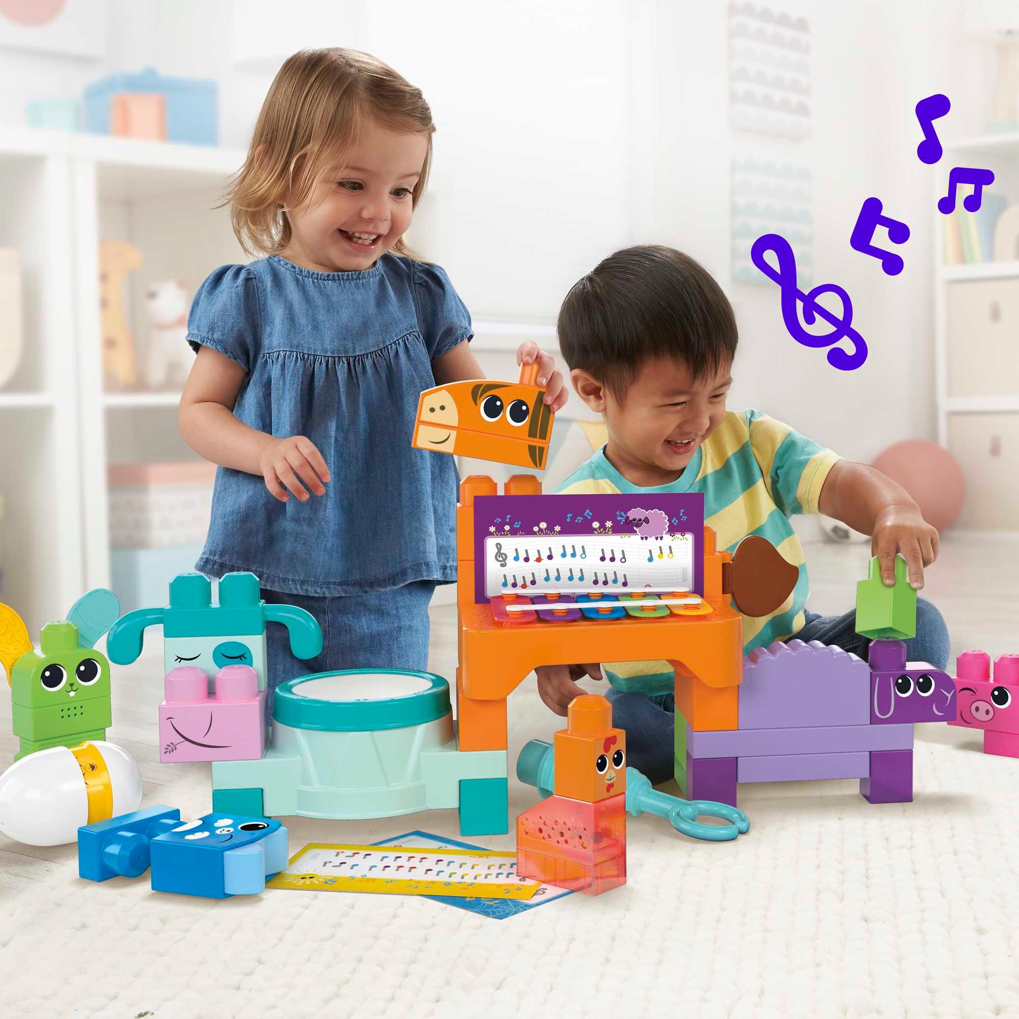 Produktbild MEGA BLOKS Fisher-Price Musikspaß Bauernhoftiere sensorisches Blockspielzeug (45 Teile) für Kinder 2 von 5