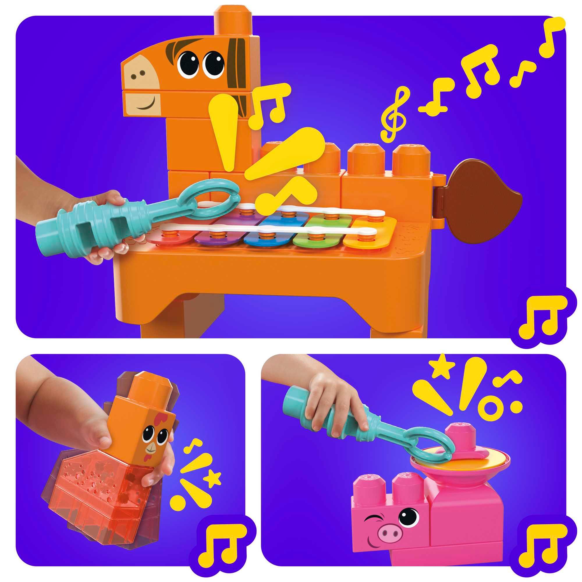 Produktbild MEGA BLOKS Fisher-Price Musikspaß Bauernhoftiere sensorisches Blockspielzeug (45 Teile) für Kinder 4 von 5