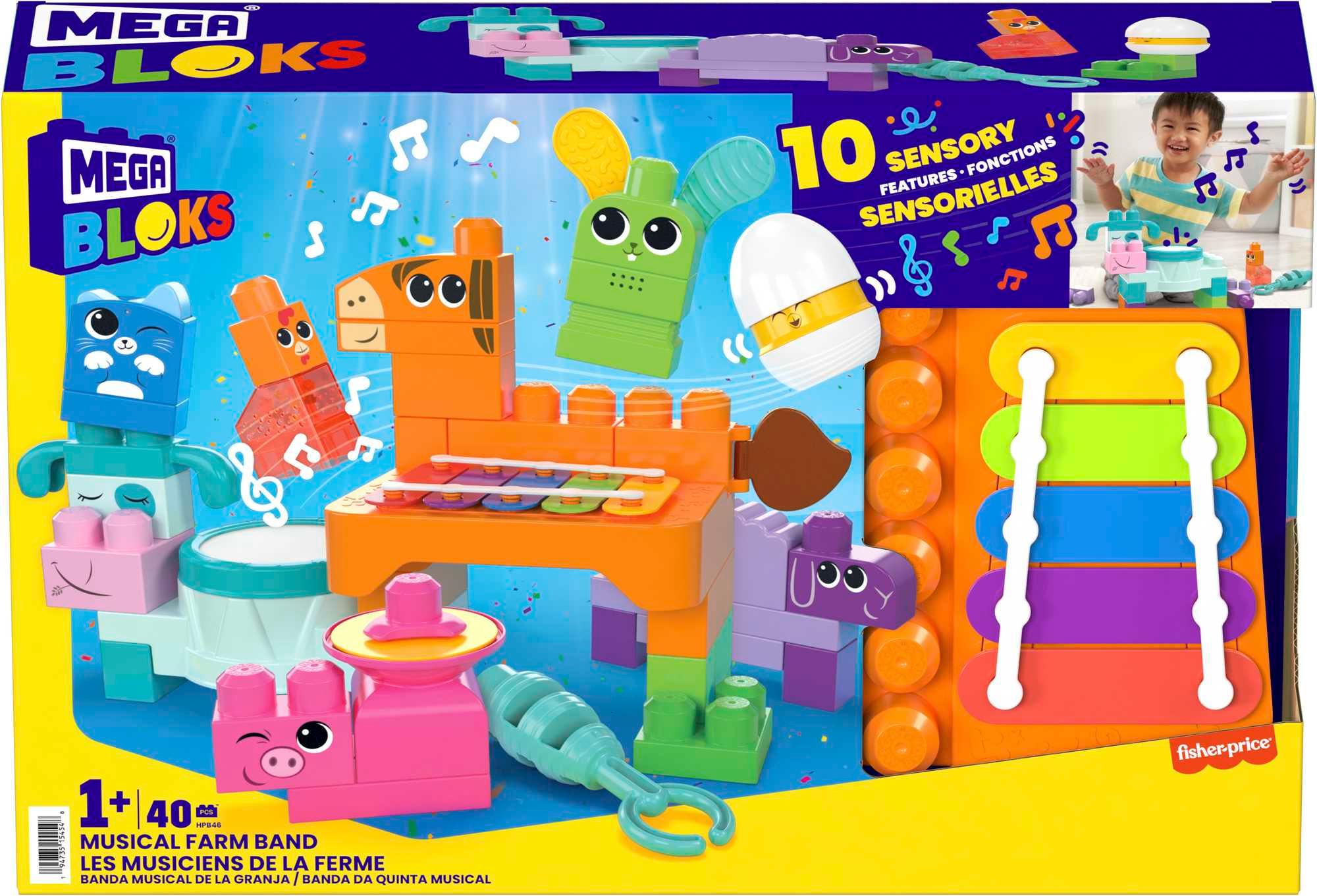 Produktbild MEGA BLOKS Fisher-Price Musikspaß Bauernhoftiere sensorisches Blockspielzeug (45 Teile) für Kinder 5 von 5