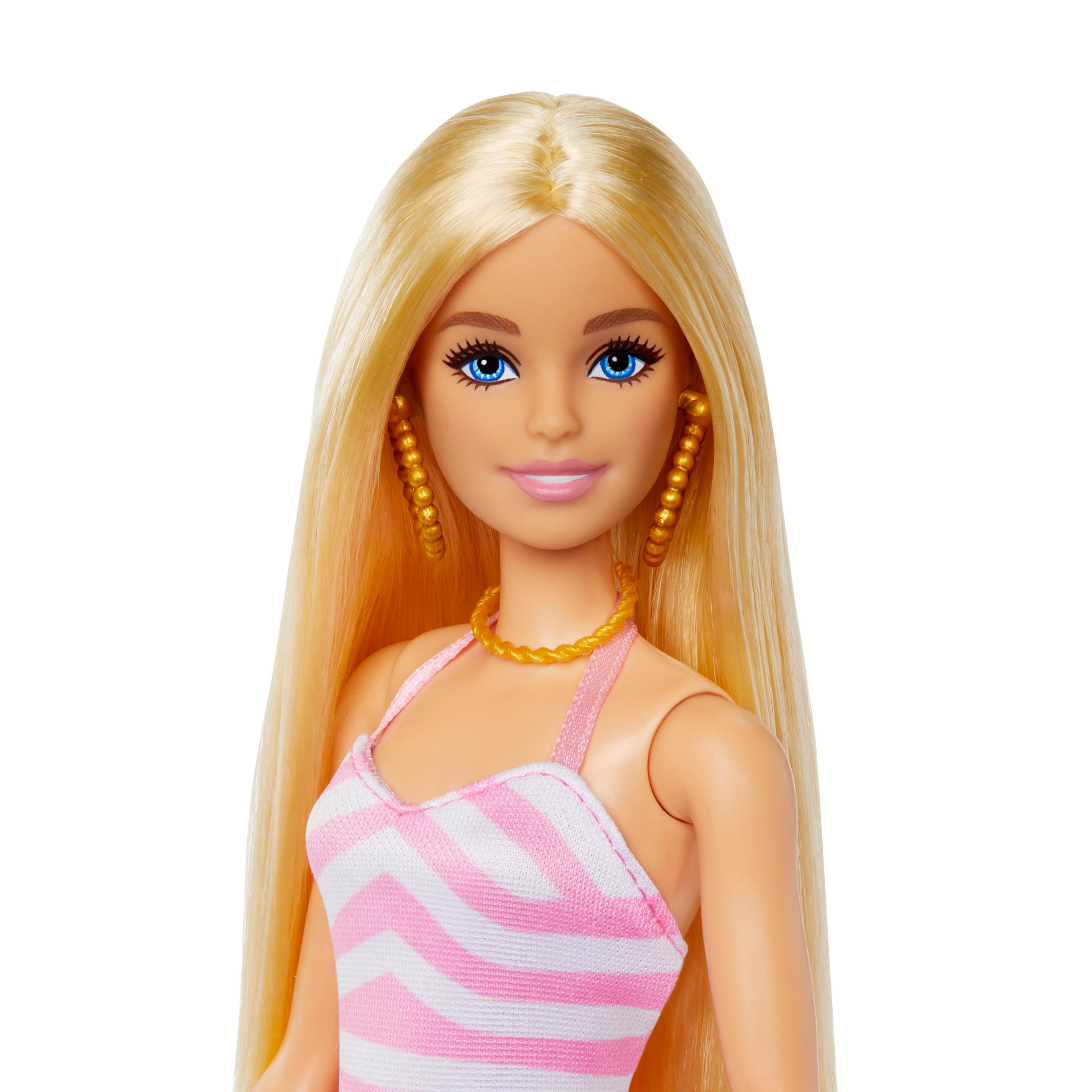 Produktbild Blonde Barbie-Puppe mit Badeanzug und Strand-Accessoires 3 von 6