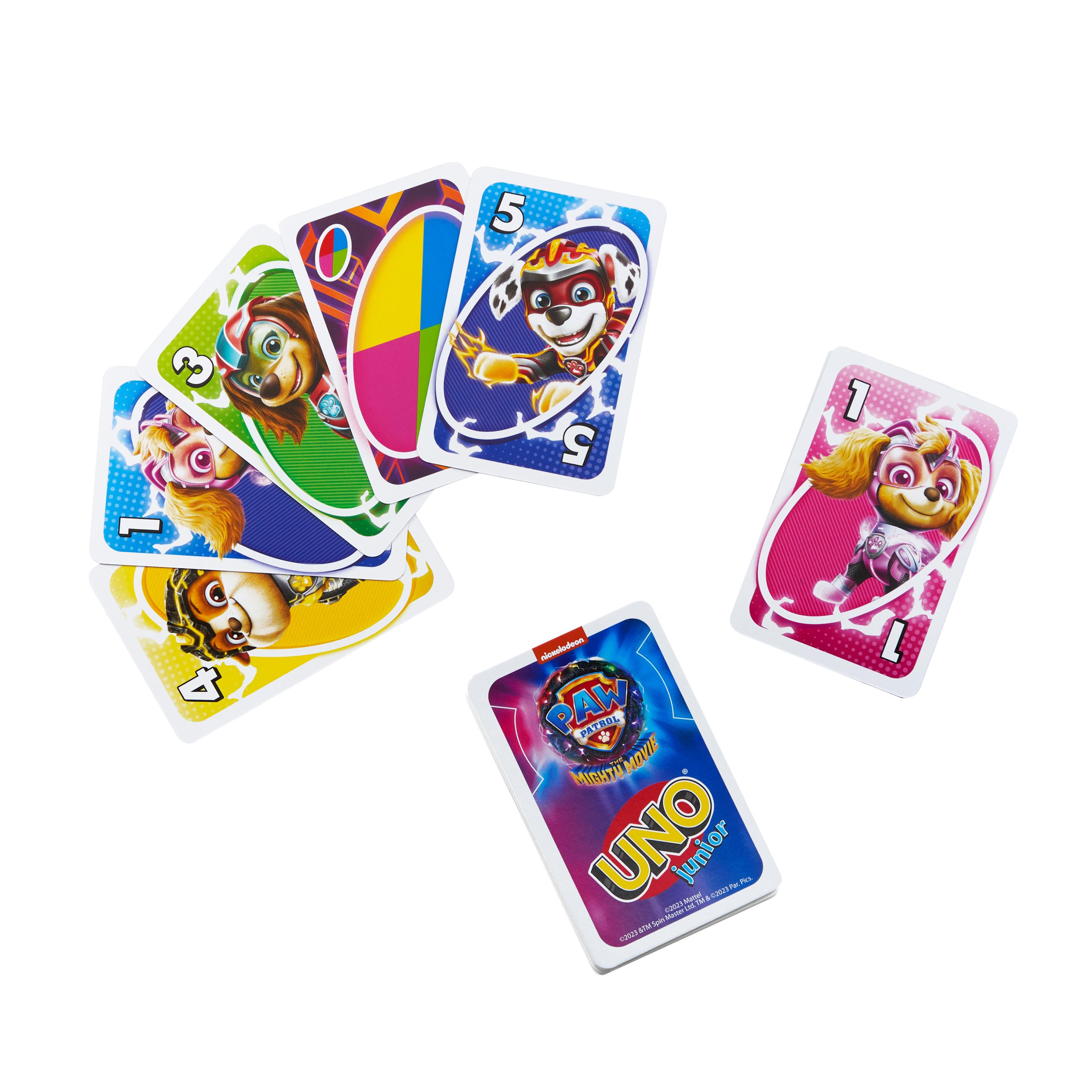 Produktbild UNO Junior Paw Patrol: The Mighty Movie“ Kartenspiel für Kinder für Familienabende, mit 3 Schwierigkeitsstufen 3 von 6