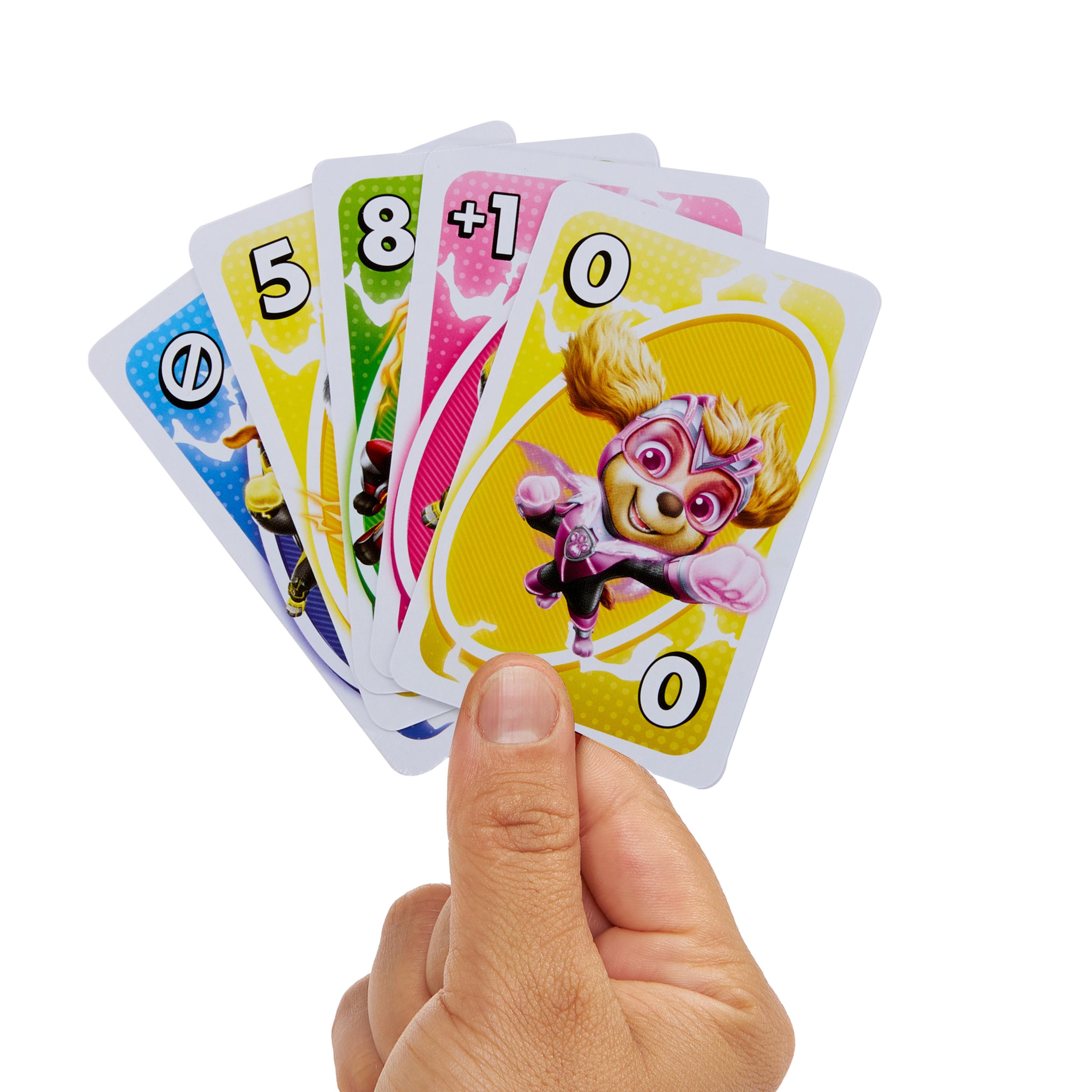 UNO Junior Paw Patrol: The Mighty Movie“ Kartenspiel für Kinder für Familienabende, mit 3 Schwierigkeitsstufen