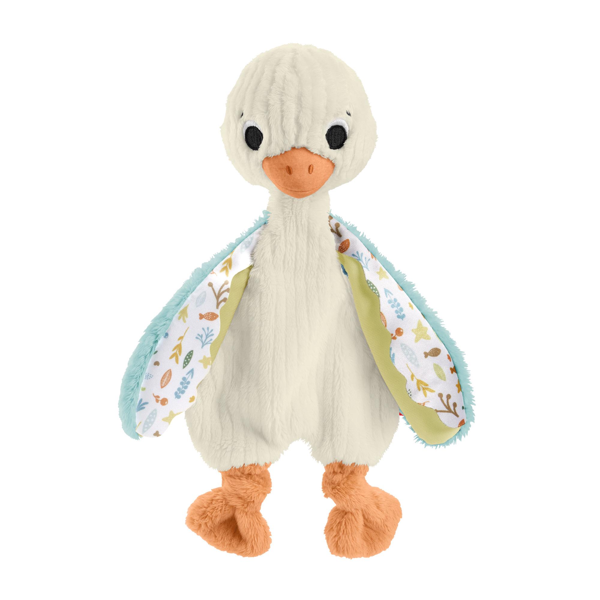 Fisher-Price Schmusegans sensorisches Spielzeug für Babys, Plüschspielzeug mit Klingelgeräusch für Neugeborene