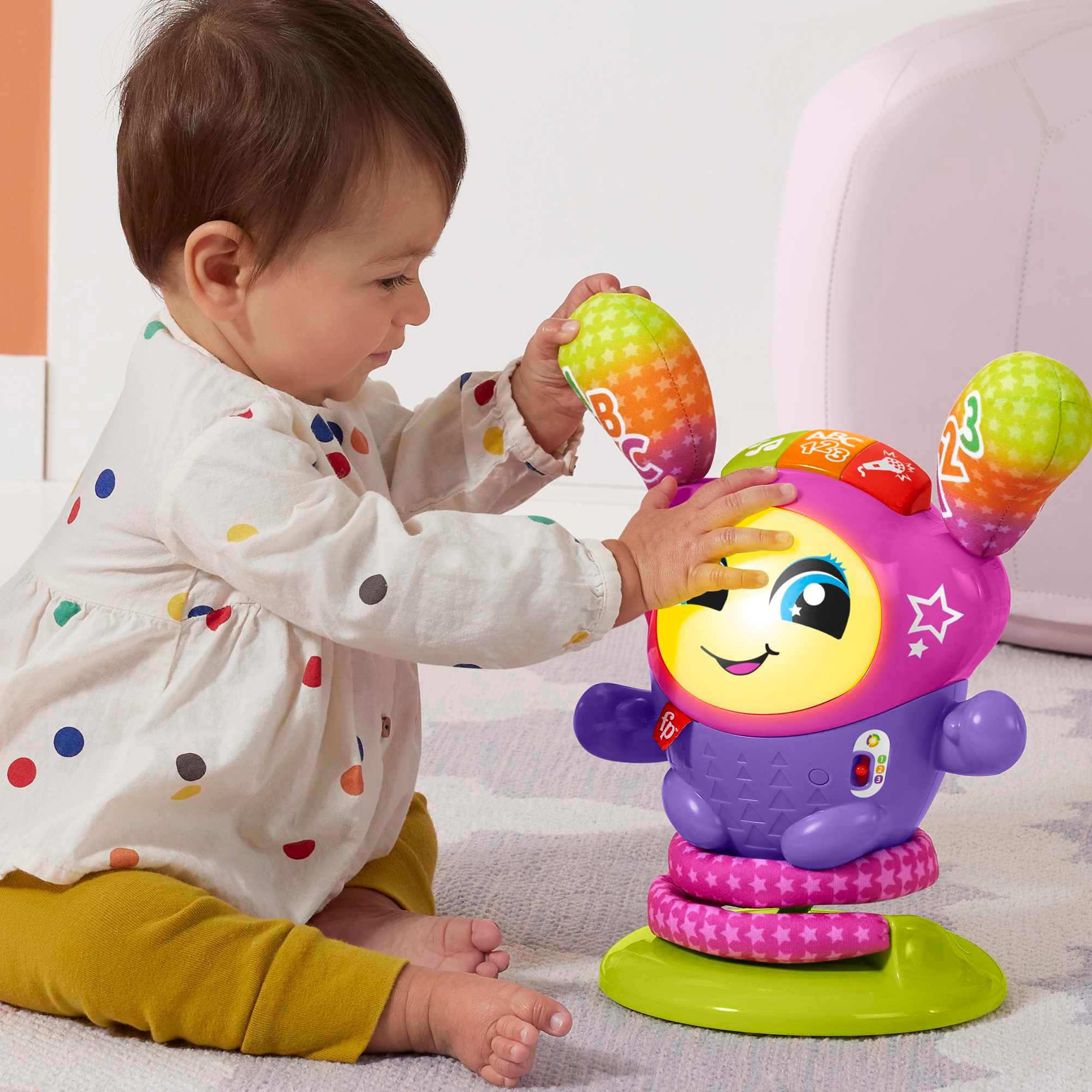 Produktbild Fisher-Price interaktives Lernspielzeug für Babys mit Musik, Lichtern und Hüpfspaß, DJ Bouncin’ Star, deutsche Version 3 von 6