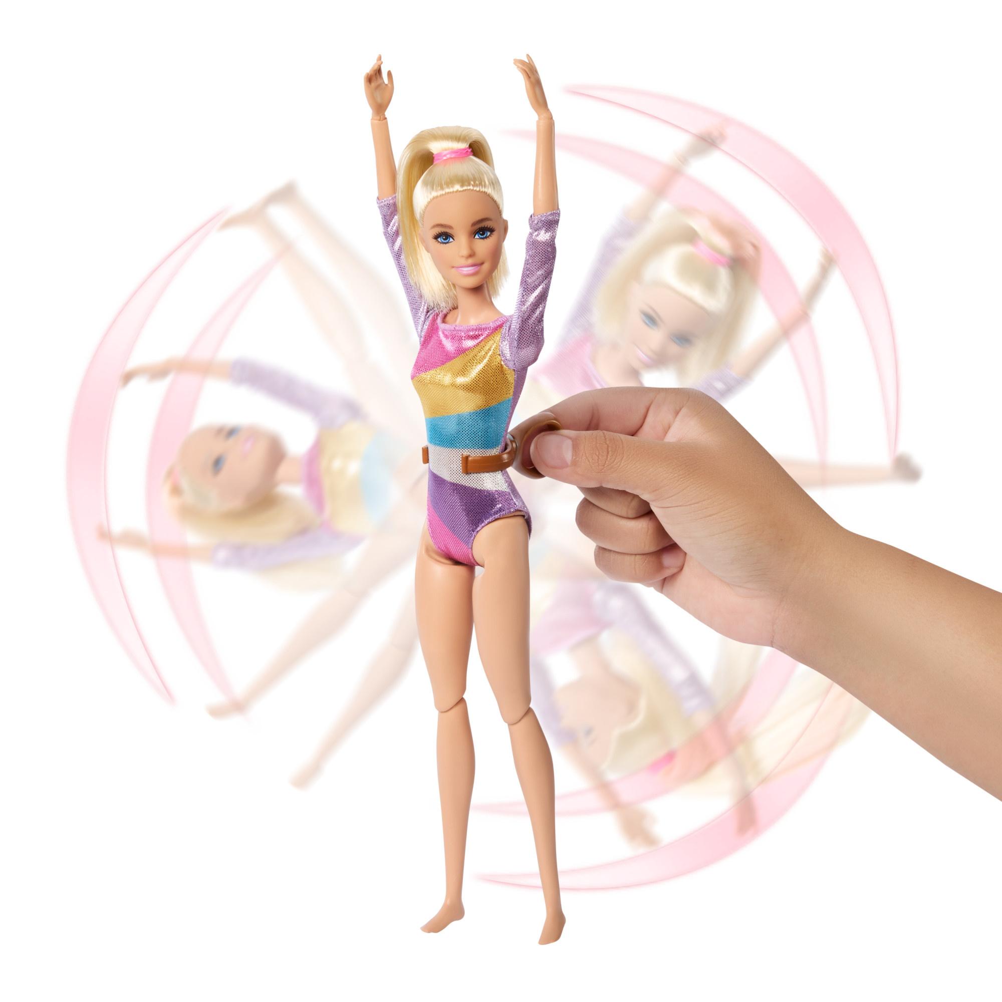 Produktbild Barbie-Turnspaß-Spielset mit blonder Modepuppe, Schwebebalken, mehr als 10 Zubehörteilen und Drehfunktion 3 von 6
