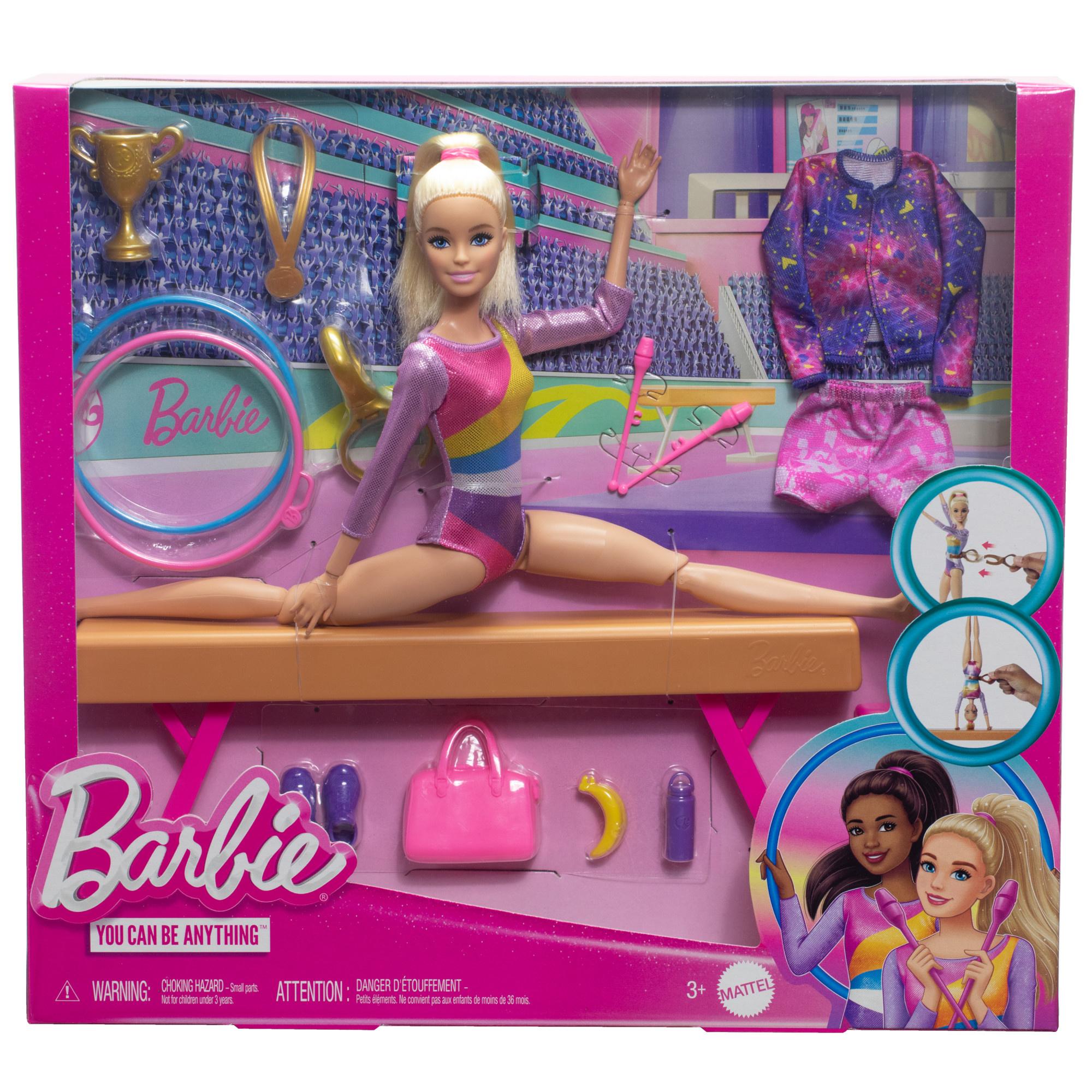Produktbild Barbie-Turnspaß-Spielset mit blonder Modepuppe, Schwebebalken, mehr als 10 Zubehörteilen und Drehfunktion 6 von 6