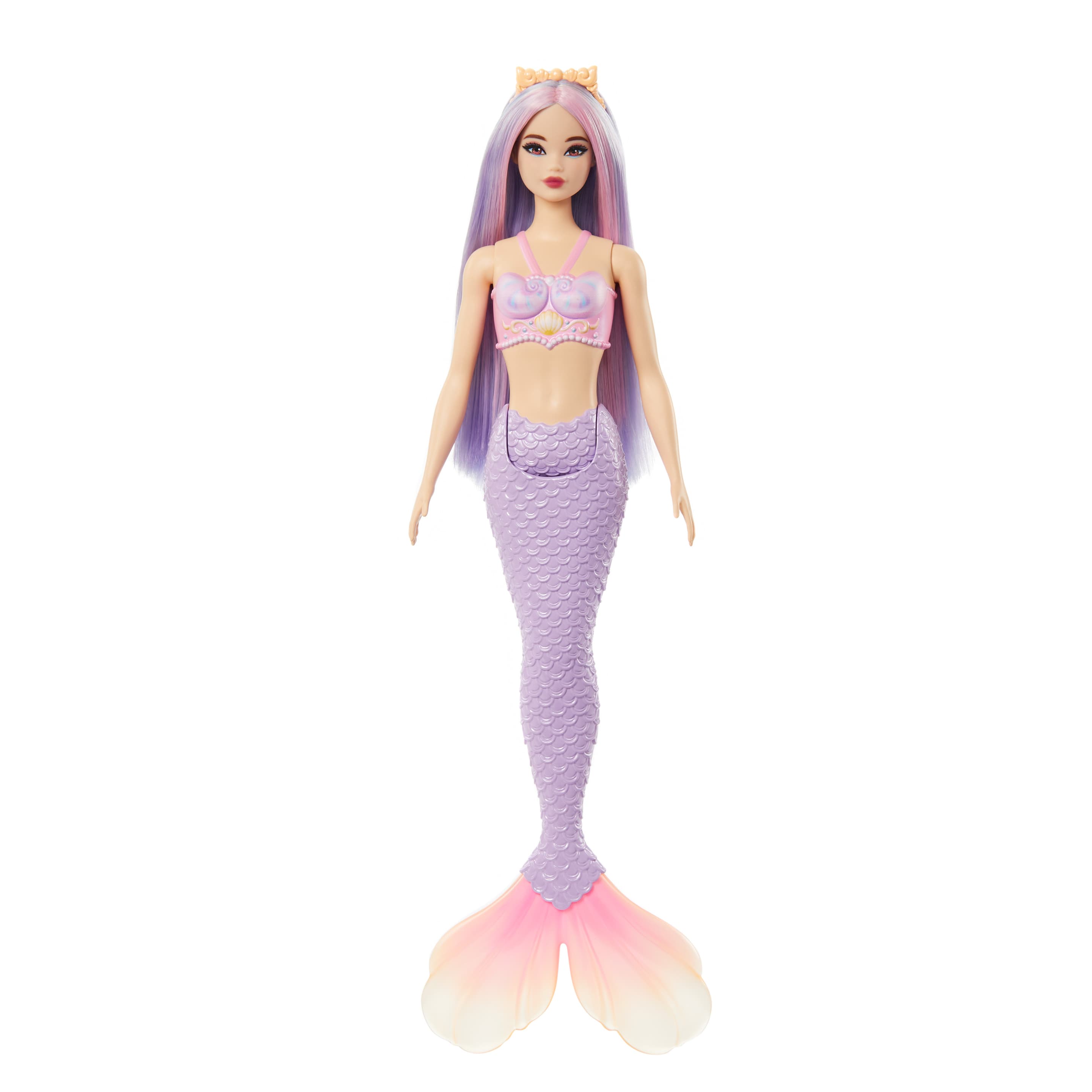Barbie Meerjungfrau-Puppe mit fliederfarbenem Haar, Schwanzflosse in Violett und Haarband