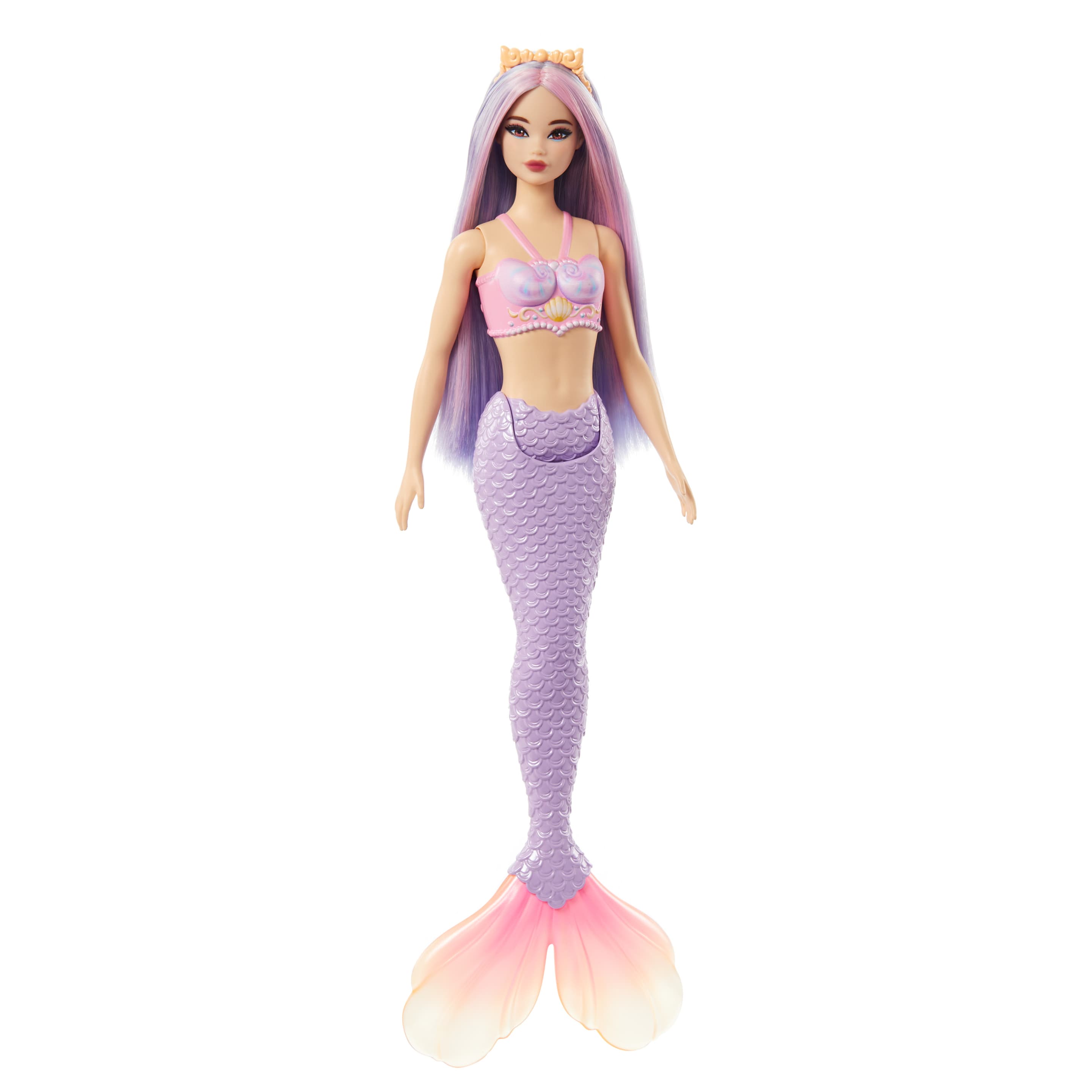 Produktbild Barbie Meerjungfrau-Puppe mit fliederfarbenem Haar, Schwanzflosse in Violett und Haarband 3 von 9