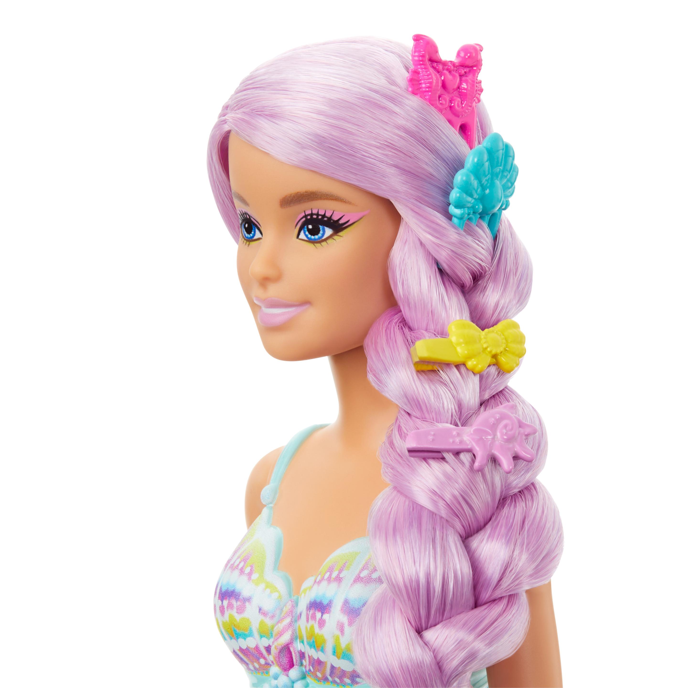 Produktbild Barbie Meerjungfrauen-Puppe mit ca. 18 cm langen Fantasy-Haaren und Zubehör zum Stylen 2 von 5