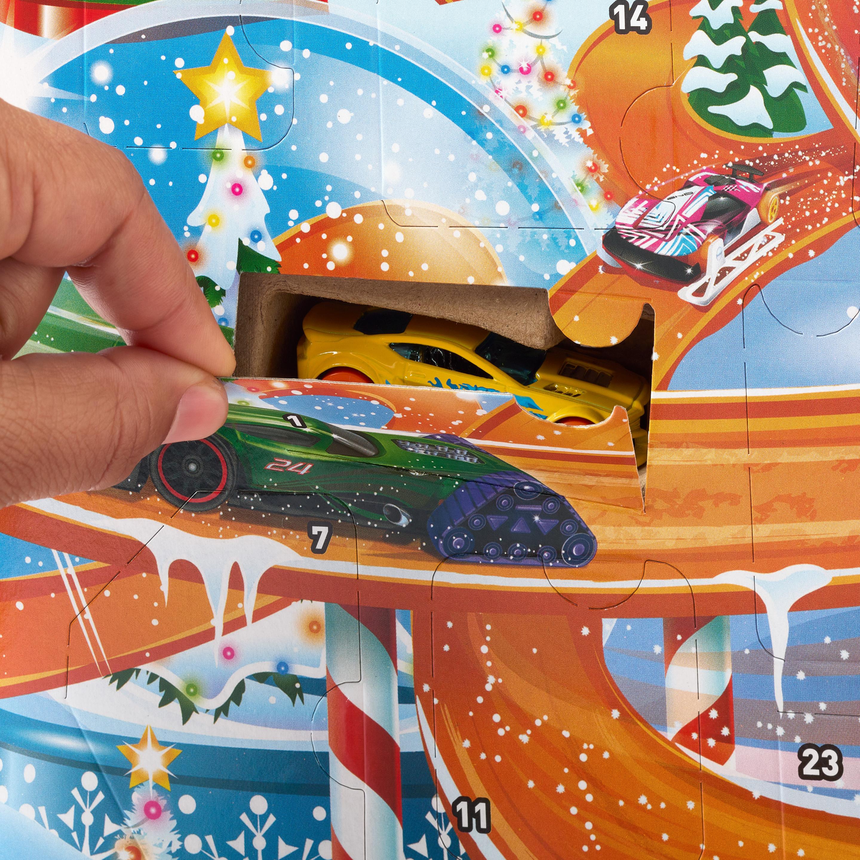 Produktbild Hot Wheels Adventskalender 2024, 8 Hot Wheels Spielzeugautos und 16 Zubehörteile (24 Komponenten insgesamt) 3 von 6