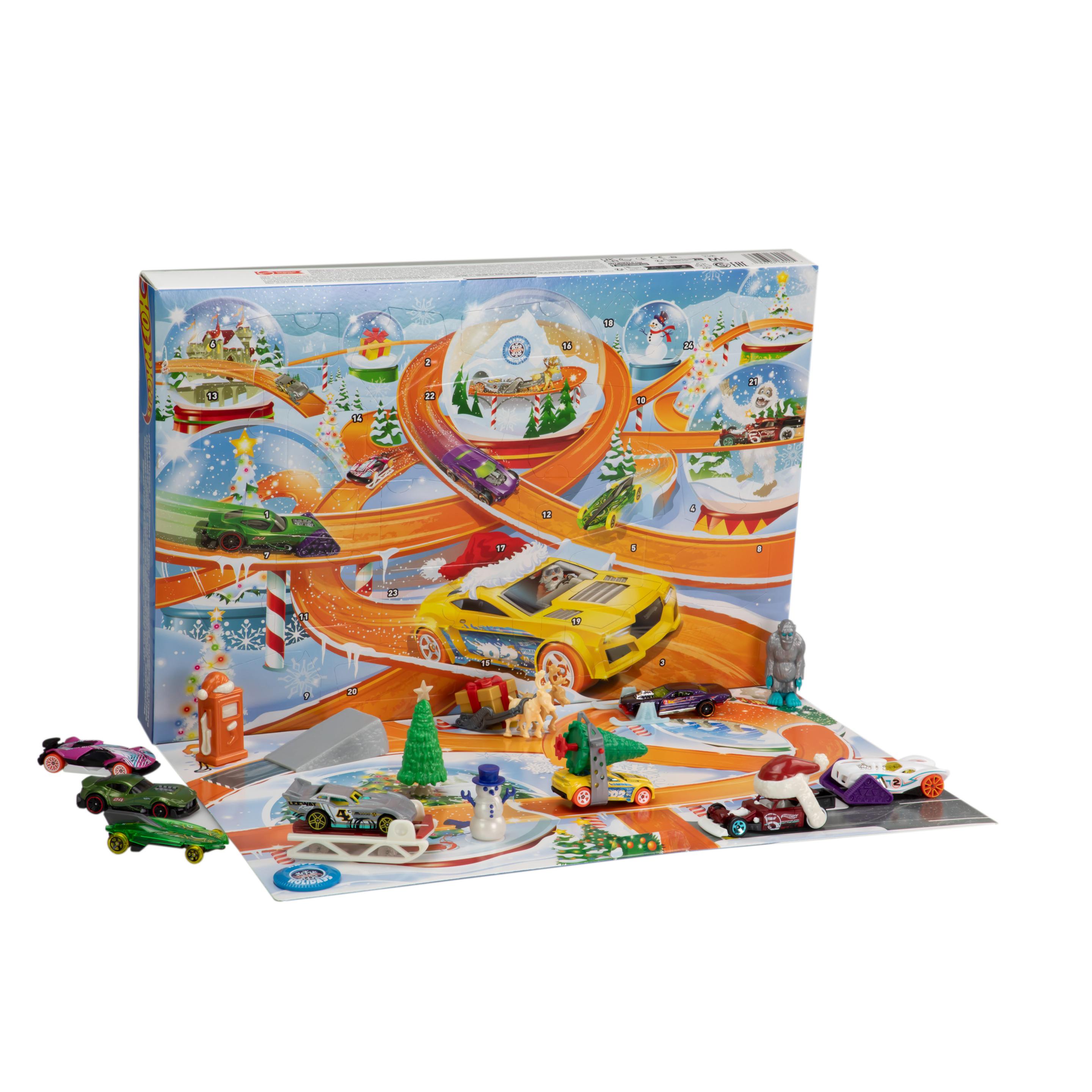 Produktbild Hot Wheels Adventskalender 2024, 8 Hot Wheels Spielzeugautos und 16 Zubehörteile (24 Komponenten insgesamt) 4 von 6
